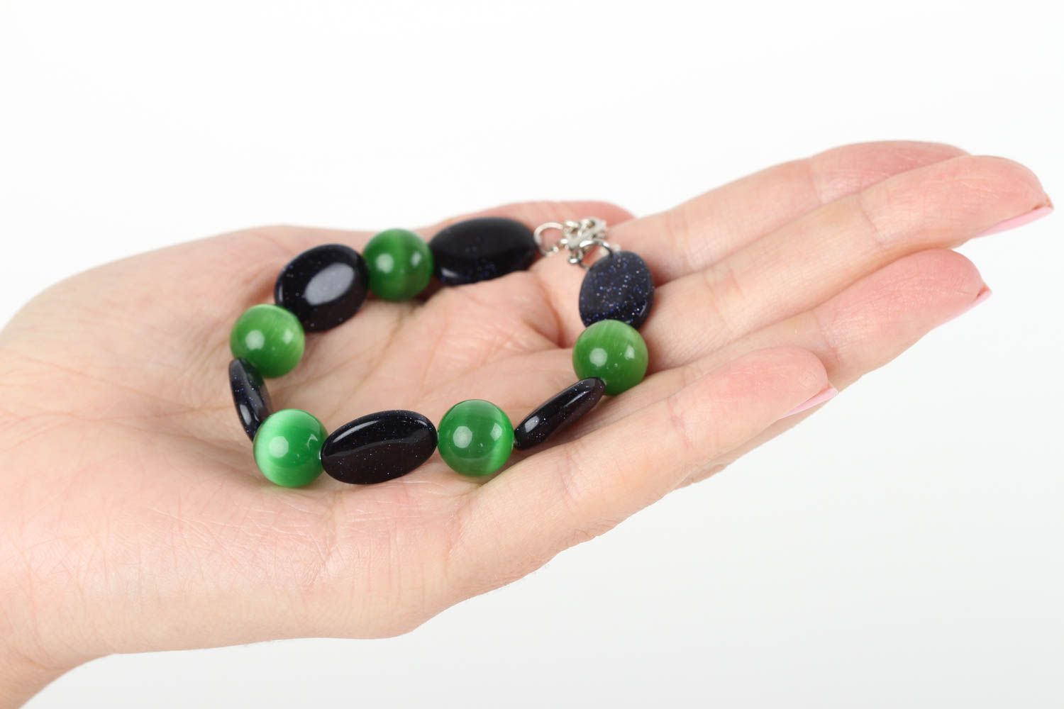 Handmade stylish bracelet jewelry with natural stone unusual accessory photo 5