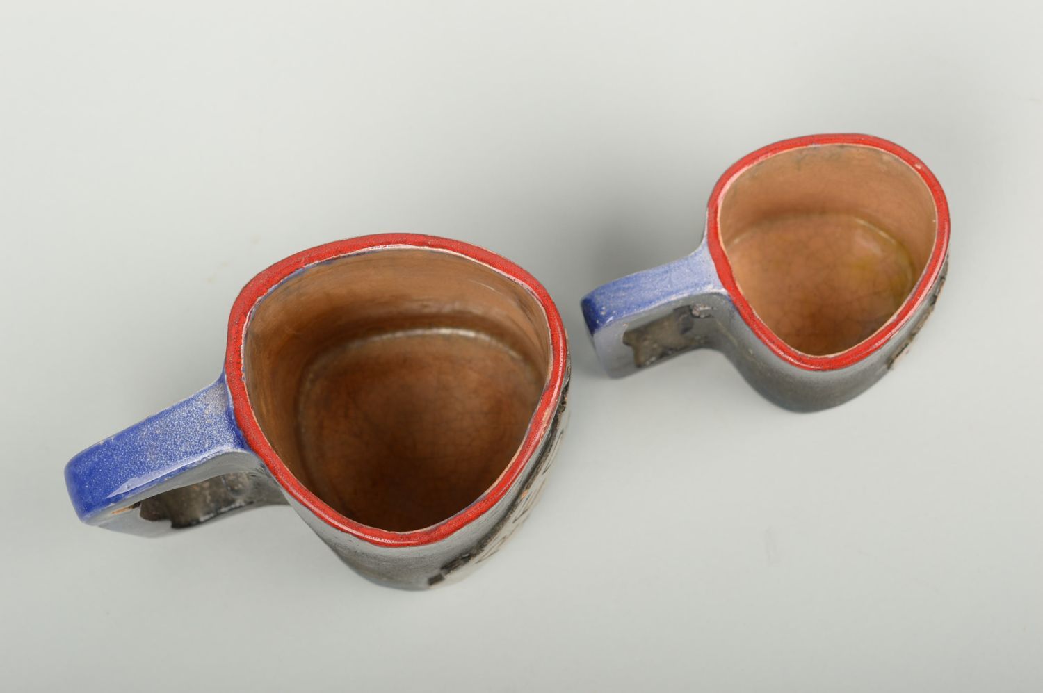 Tasses à thé faites main Mugs design en argile 2 pièces Cadeau original photo 4