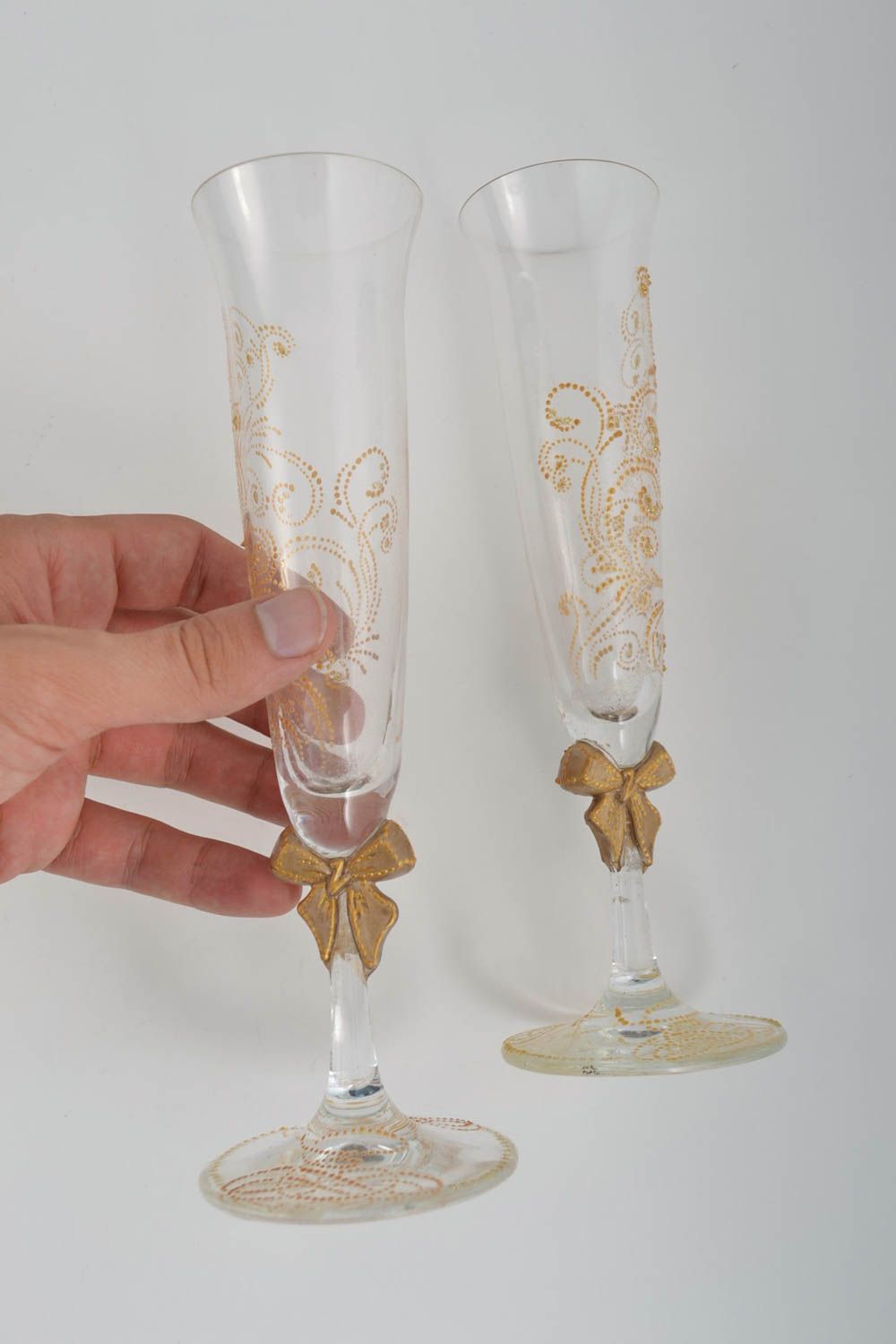 Trinkgläser Set Trinkglas farbig Glas mit Fuß handgemachtes Geschirr bemalt foto 5