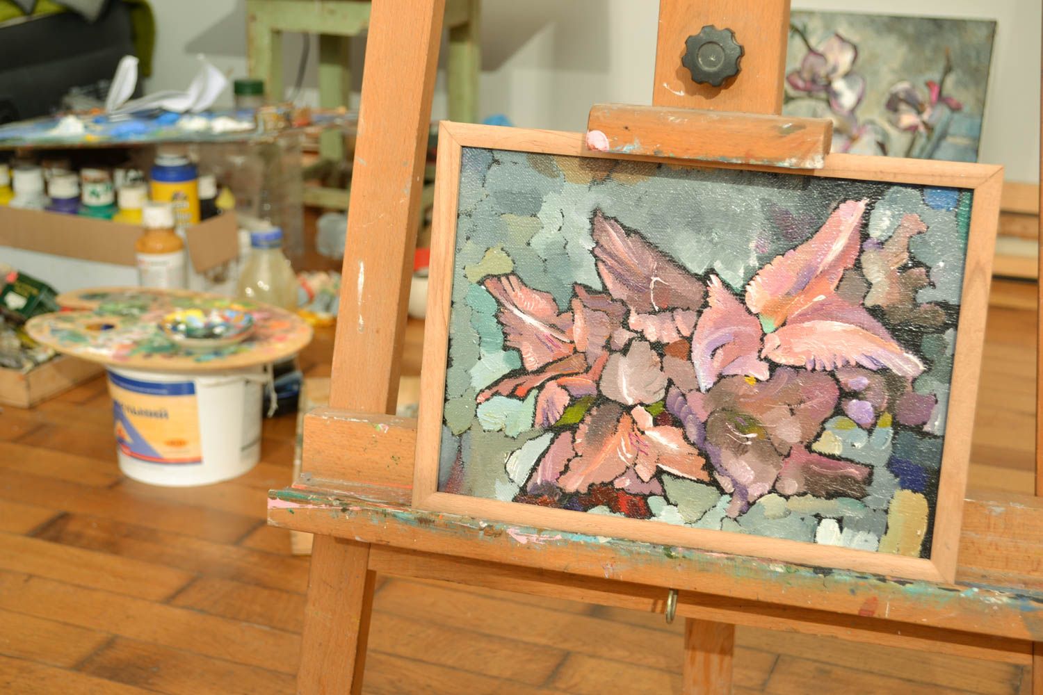 Oil painting with flowers photo 1