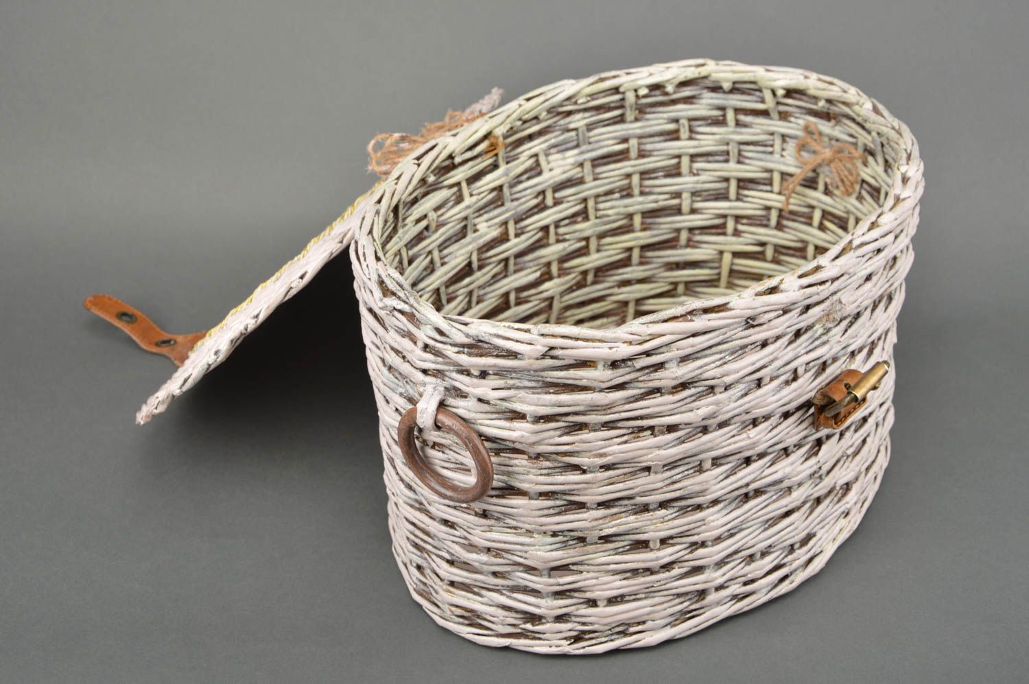 Handmade interior basket woven basket wicker paper basket decorative use only photo 2