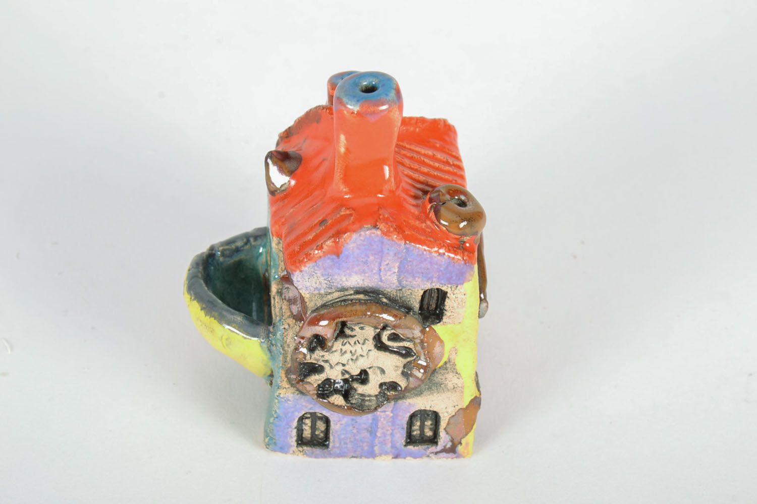 Figura de cerámica Casita con tejado anaranjado foto 5