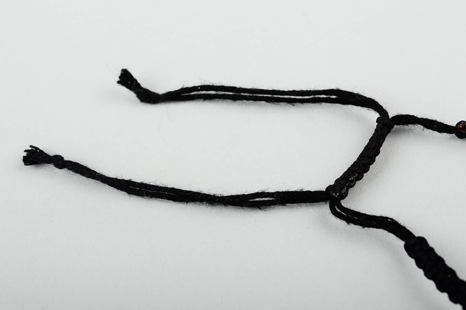 Handmade black elegant bracelet textile woven bracelet fashion accessory photo 5