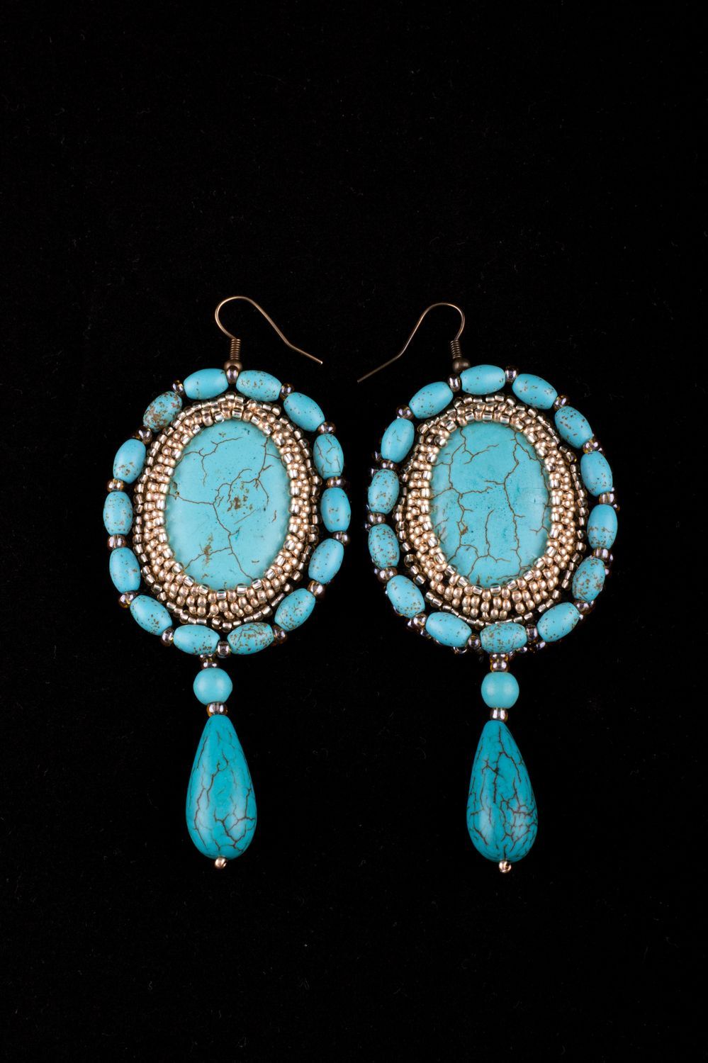 Handmade earrings natural stones earrings turquoise accessory for women photo 3