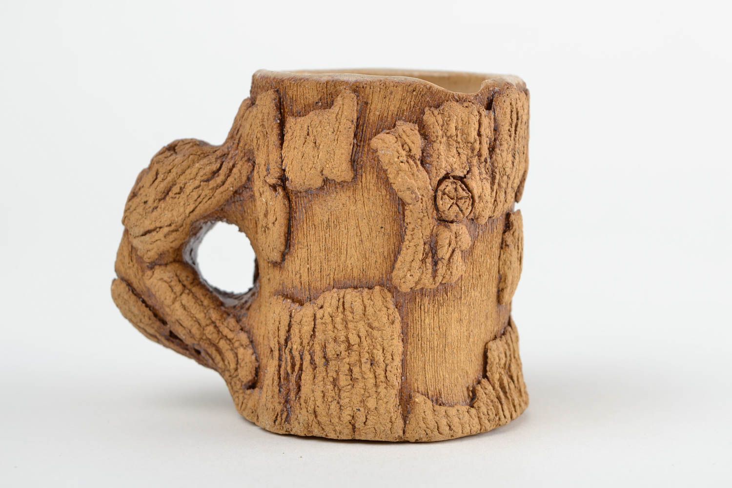 Wood looking ceramic coffee cup with handle 0,4 lb photo 1