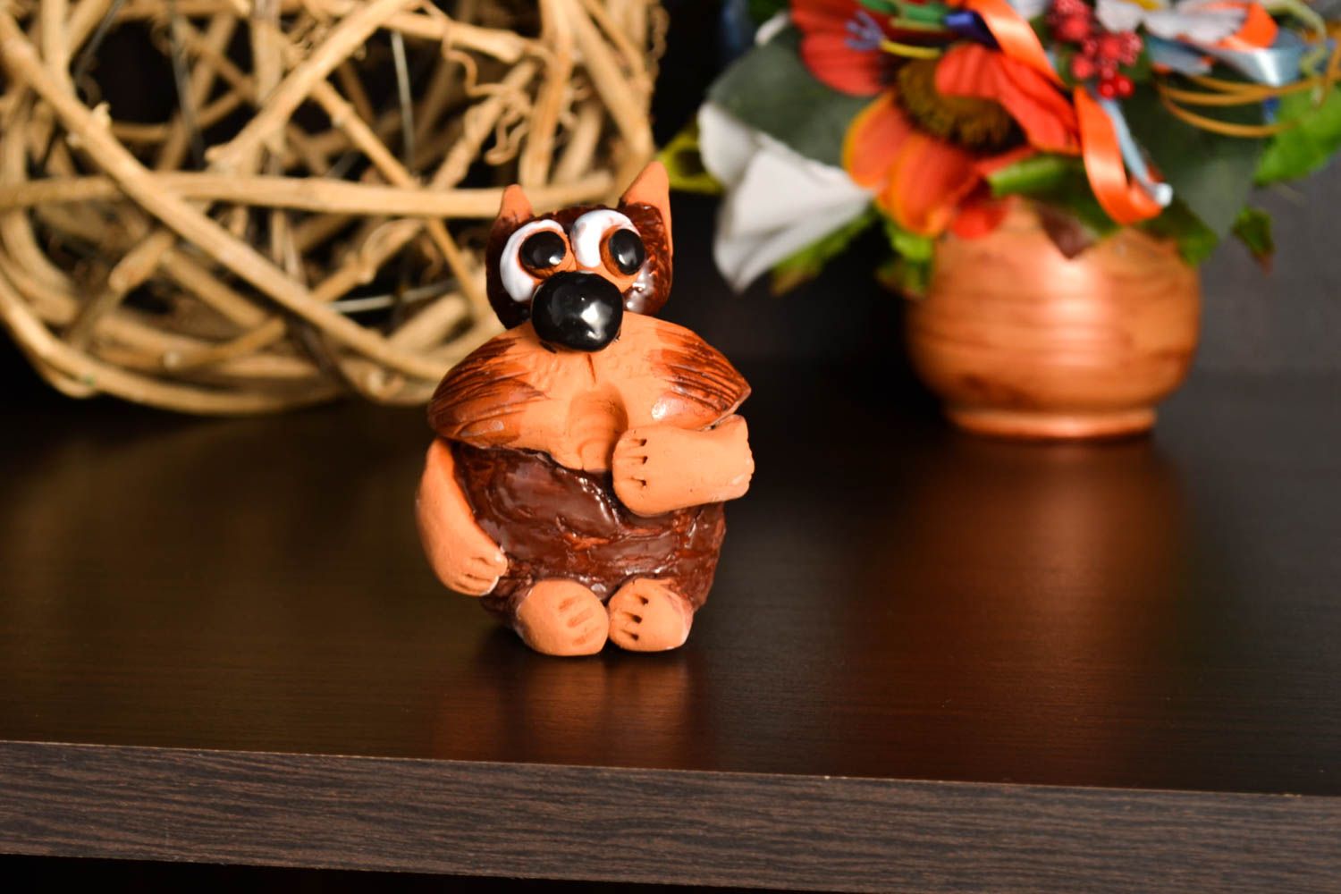 Статуэтка для декора игрушка из глины хэнд мейд фигурка животного милая фото 1