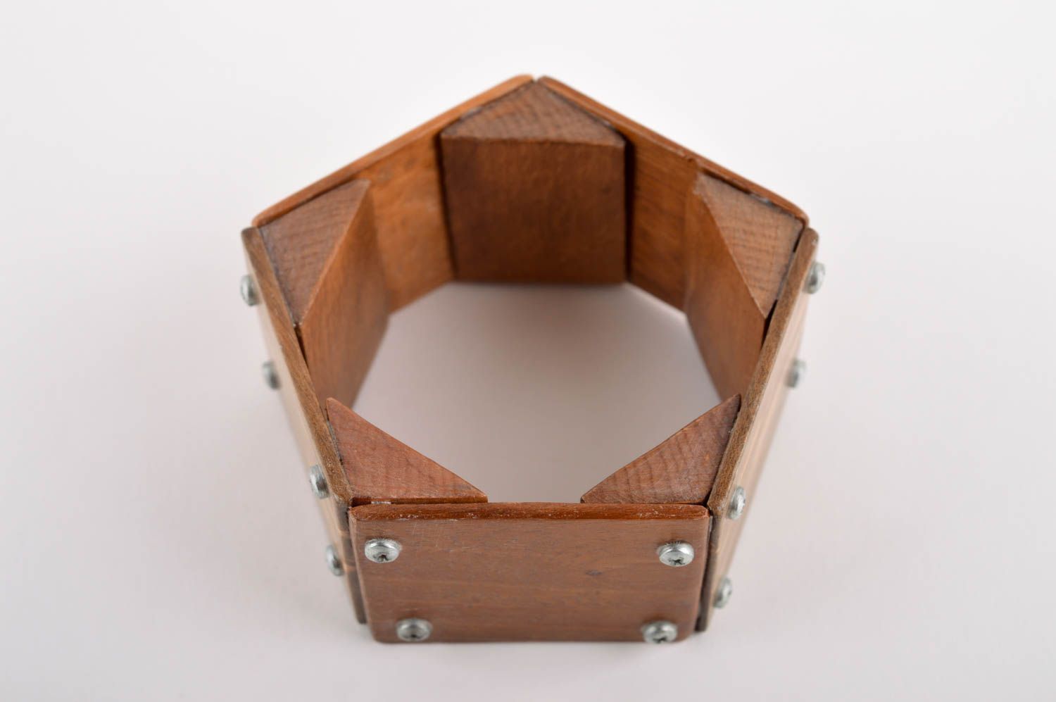 Pulsera de madera pentágono artesanal regalo original accesorio para mujer foto 2