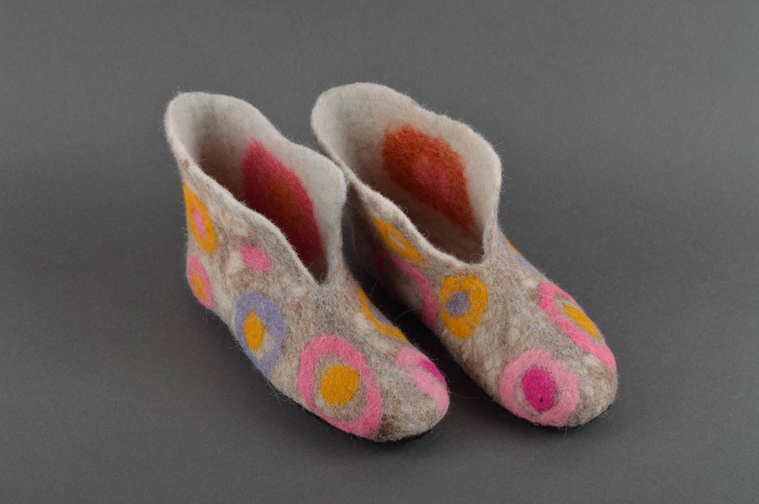 Handmade gefilzte Pantoffeln Geschenk für Frau schöne Hausschuhe farbenfreudig foto 1