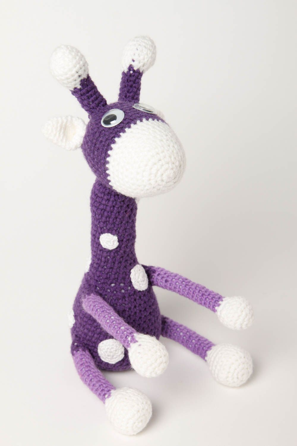 Игрушка жираф ручной работы мягкая игрушка фиолетовая детская игрушка красивая фото 3