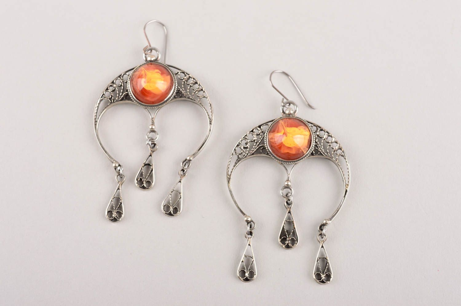 Elegant unusual accessories handmade stylish earrings beautiful jewelry photo 3