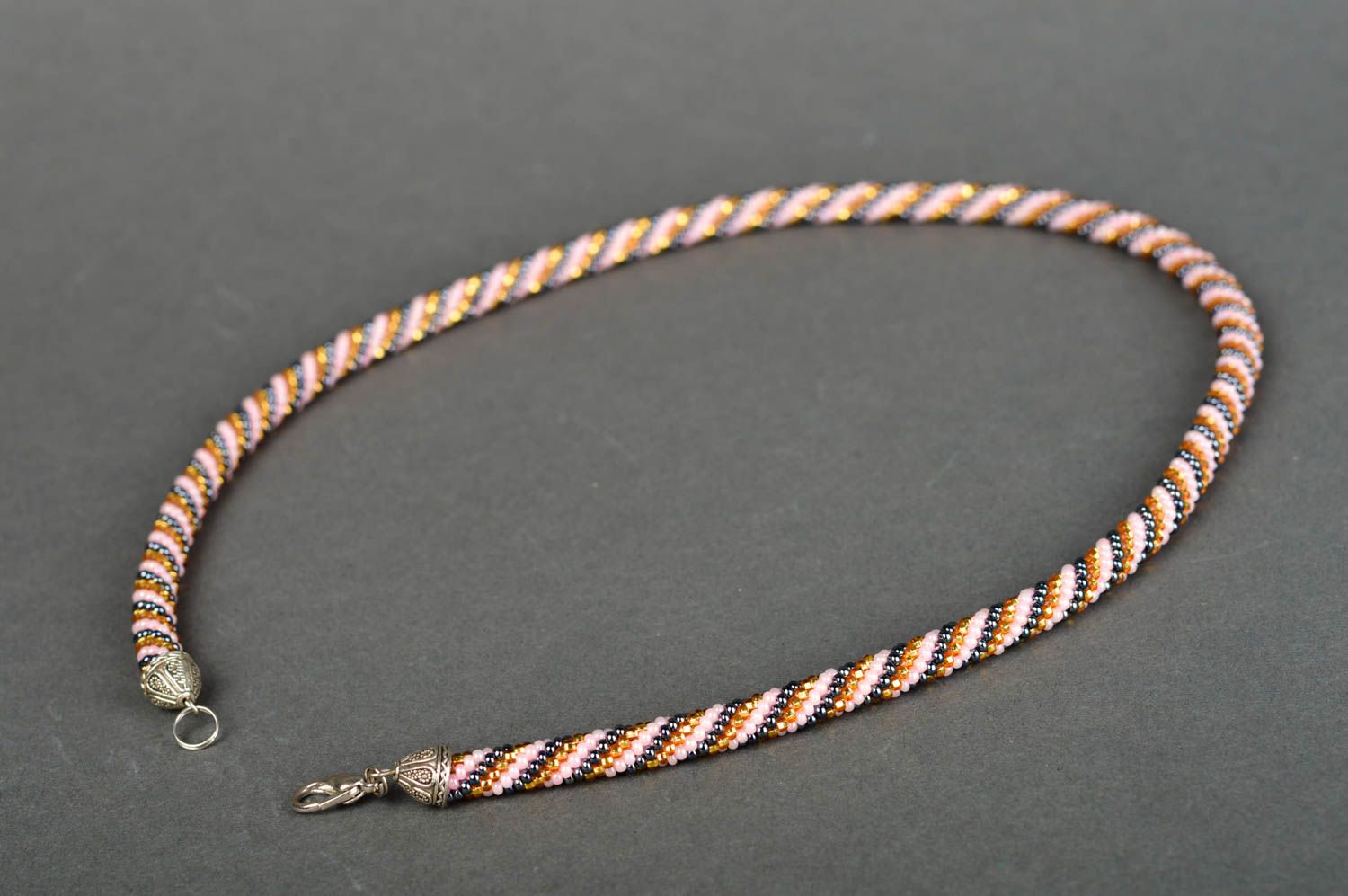 Handmade beaded cord necklace unusual beaded necklace stylish accessory photo 5