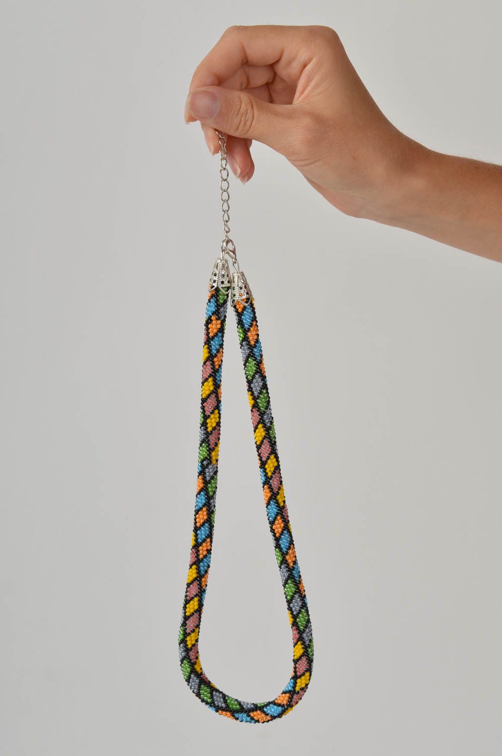 Collana tubolare di perline fatta a mano accessorio bello da donna idee regalo foto 5