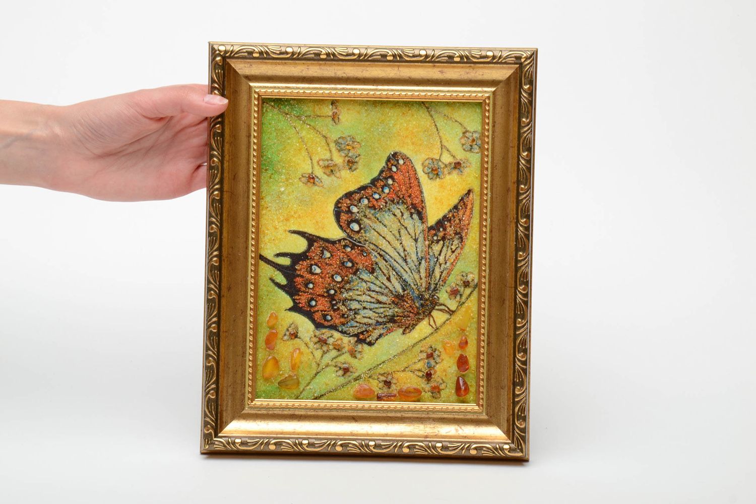 Картина на стену с янтарем Бабочка фото 5