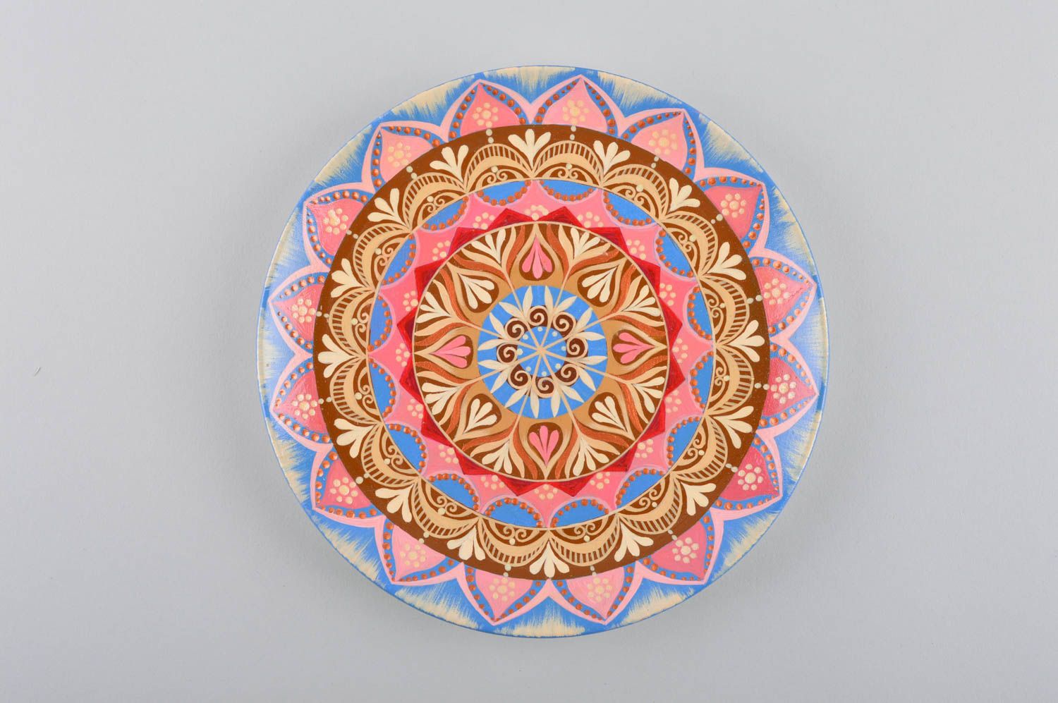Расписная тарелка ручной работы глиняная посуда керамическая тарелка восточная фото 4