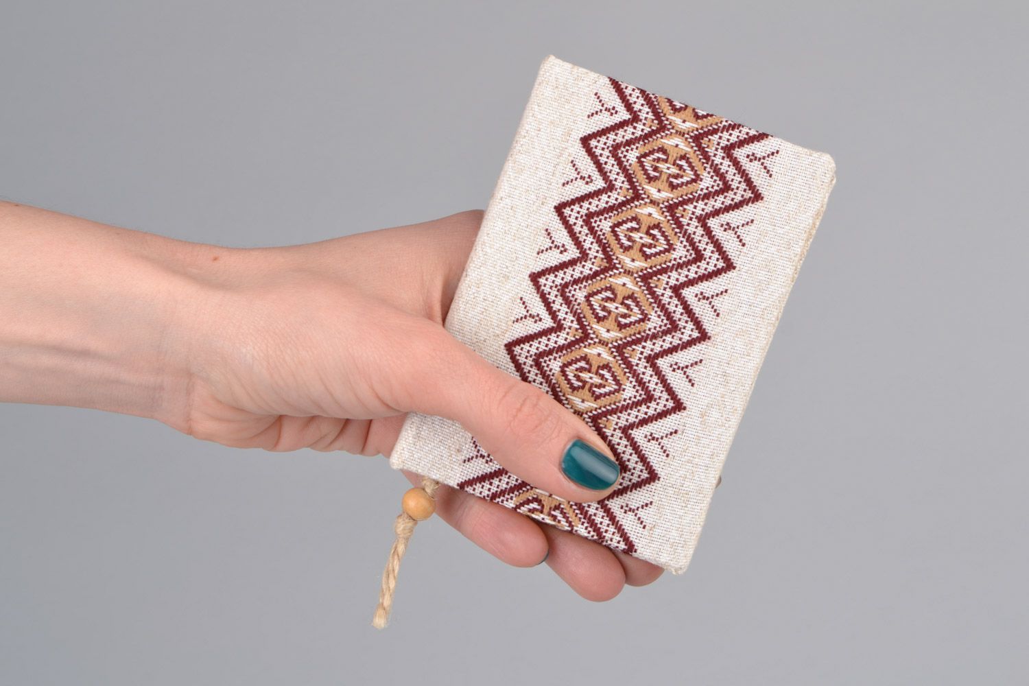 Handmade light small beautiful notepad with soft cover and with ethnic pattern photo 2