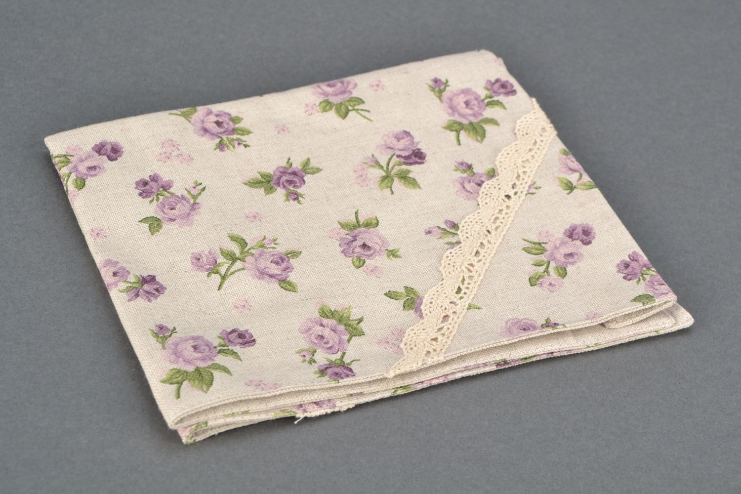 Two-sided handmade decorative fabric napkin photo 3
