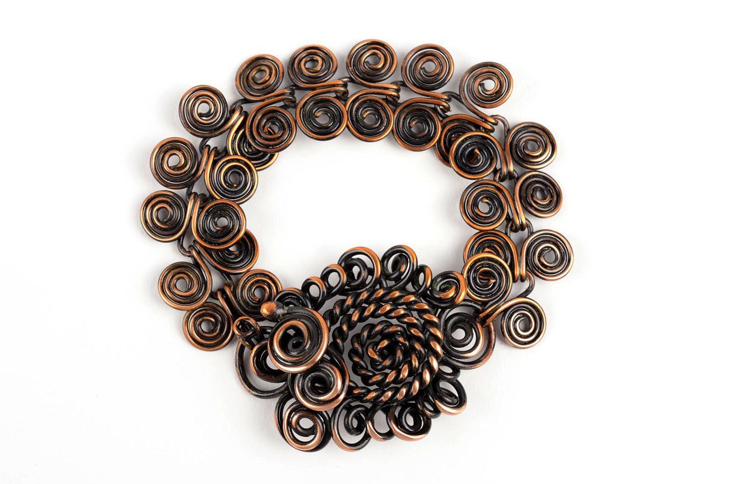 Bracelet large Bijou fait main en cuivre design de créateur Cadeau femme photo 1