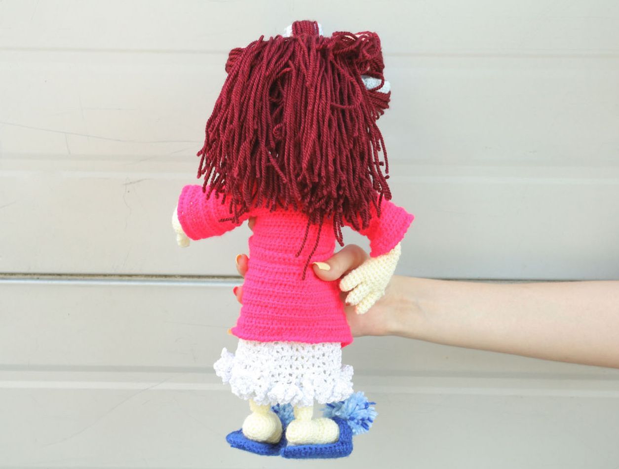 Häkel Puppe handmade Frau mit Lockenwicklern foto 2