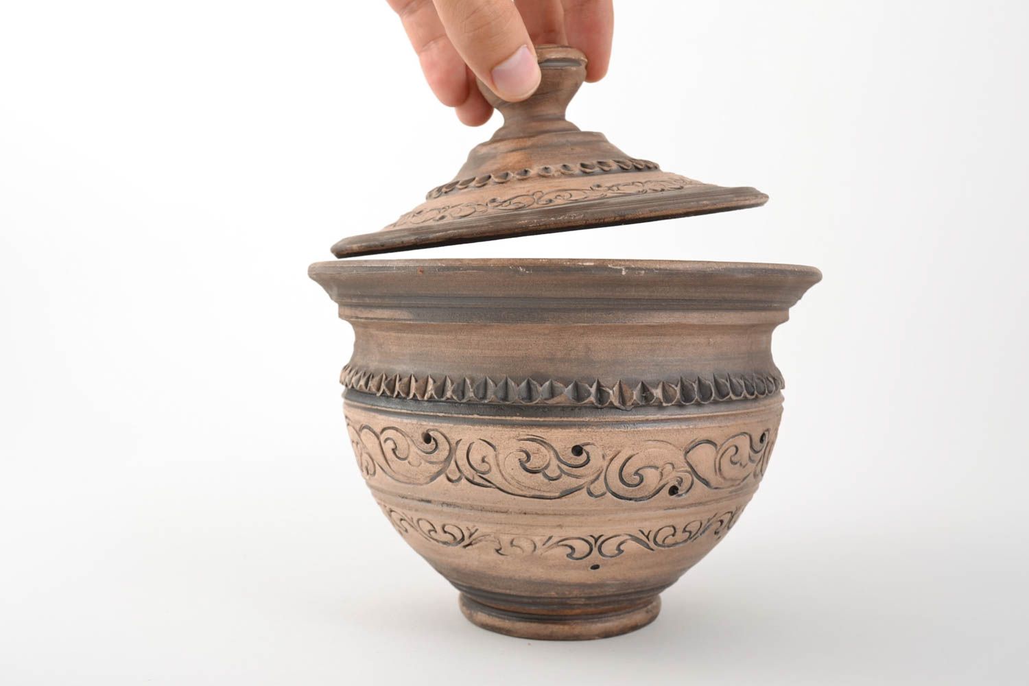 Pote de arcilla artesanal bonito original grande vajilla ecológica cerámica 1 l foto 2