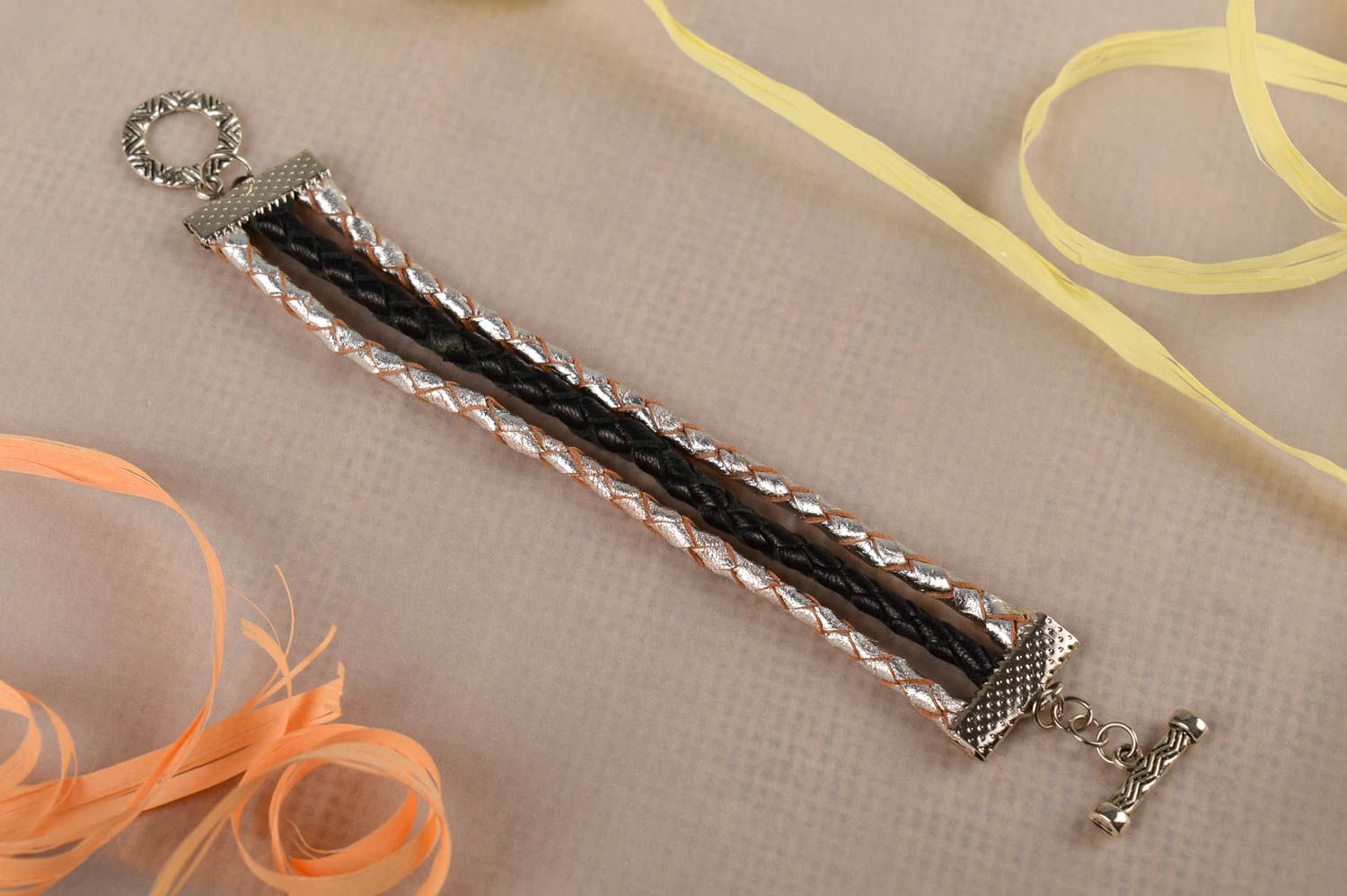 Stylish handmade leather bracelet braided wrist bracelet fashion accessories photo 1