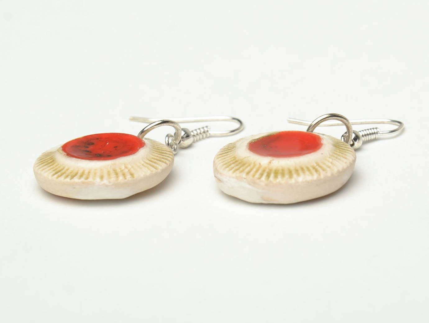 Molded clay round earrings photo 3