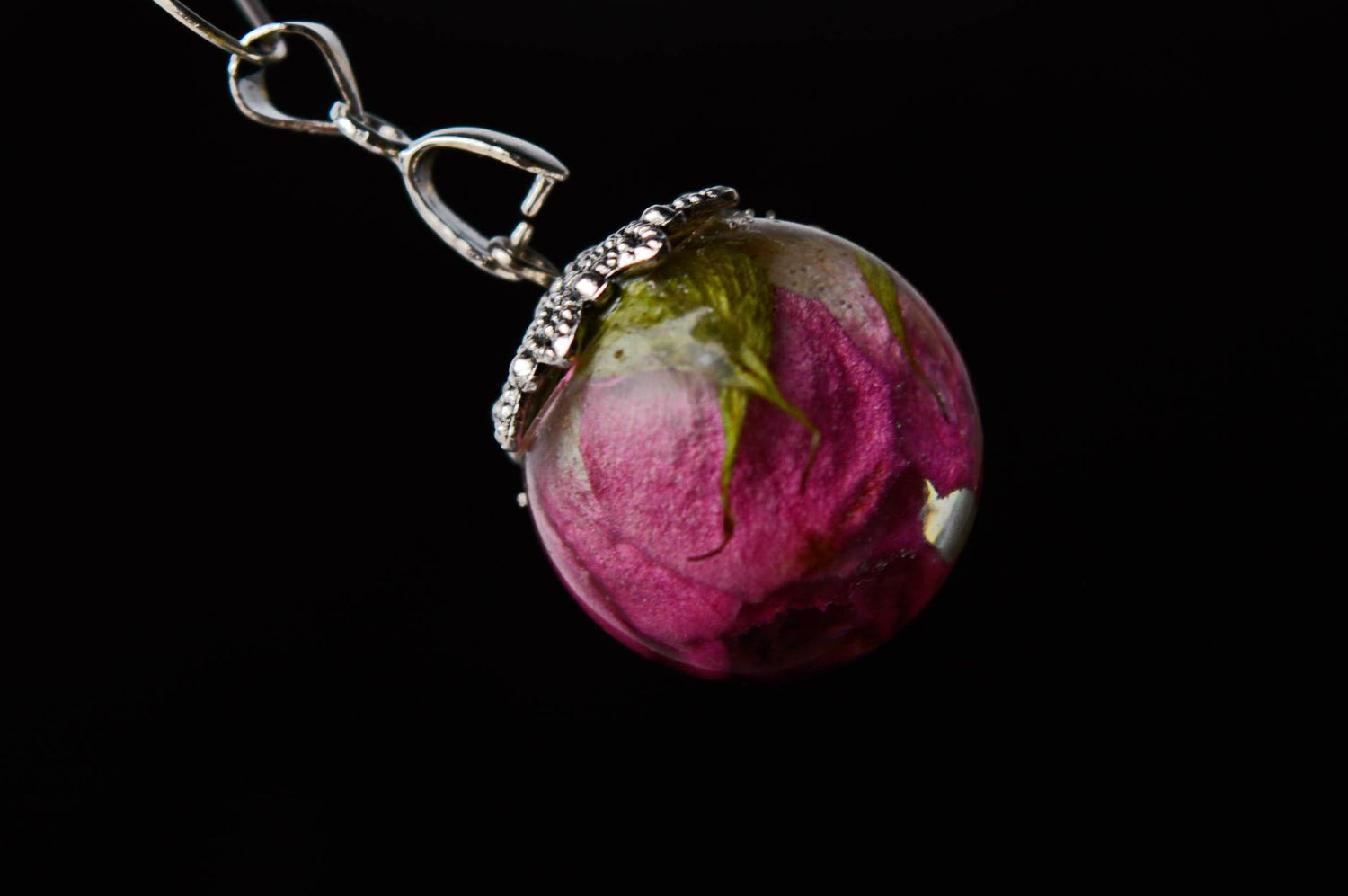 Women's pendant with natural rose photo 3