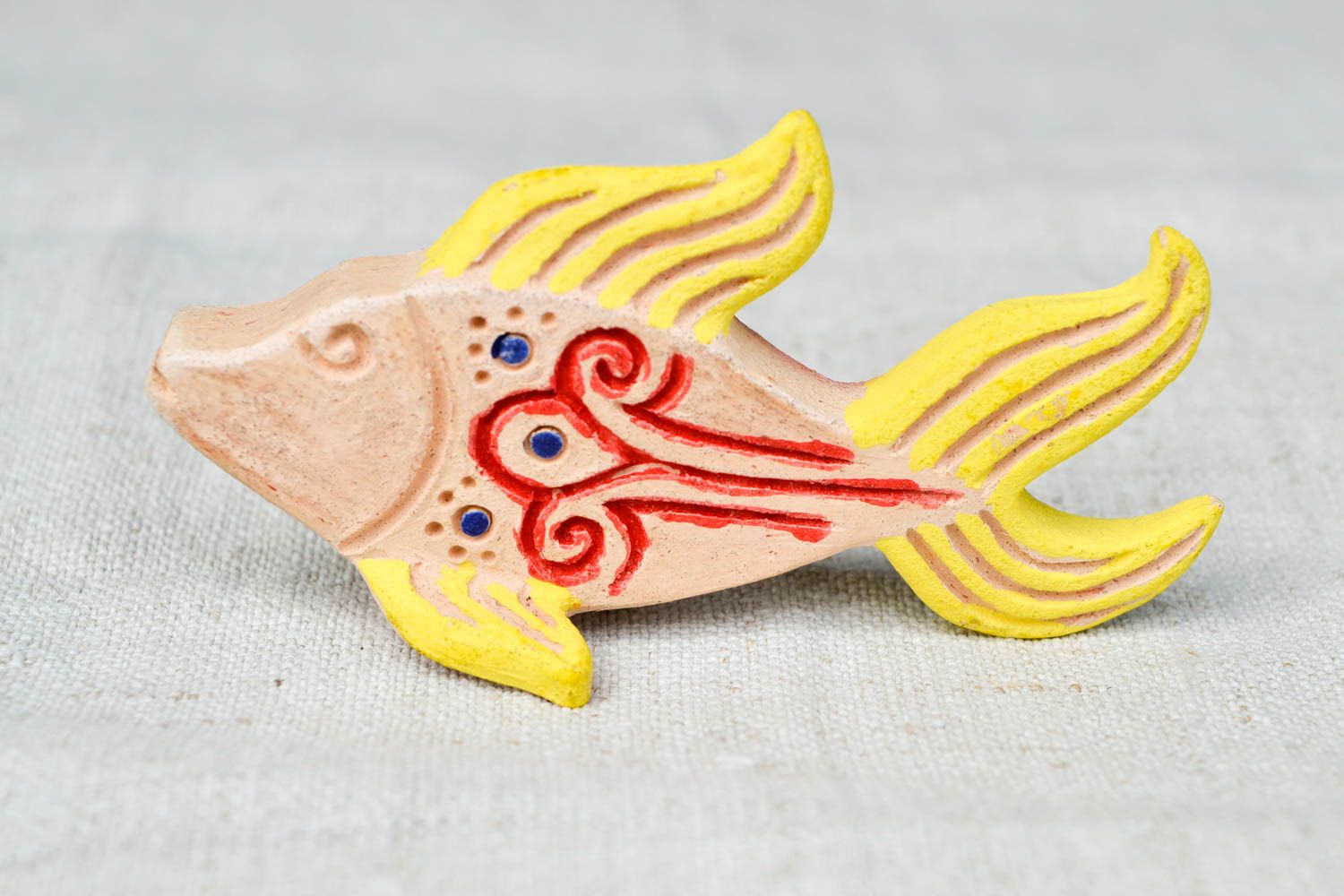 Свистулька из глины ручной работы керамическая свистулька глиняная игрушка рыбка фото 3