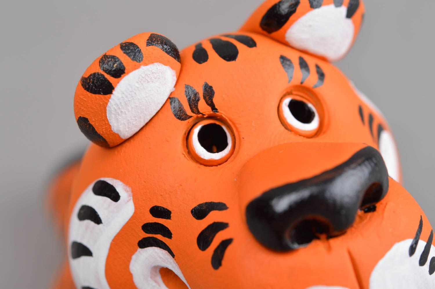 Handmade ceramic souvenir stylish bright penny whistle cute tiger toy photo 5