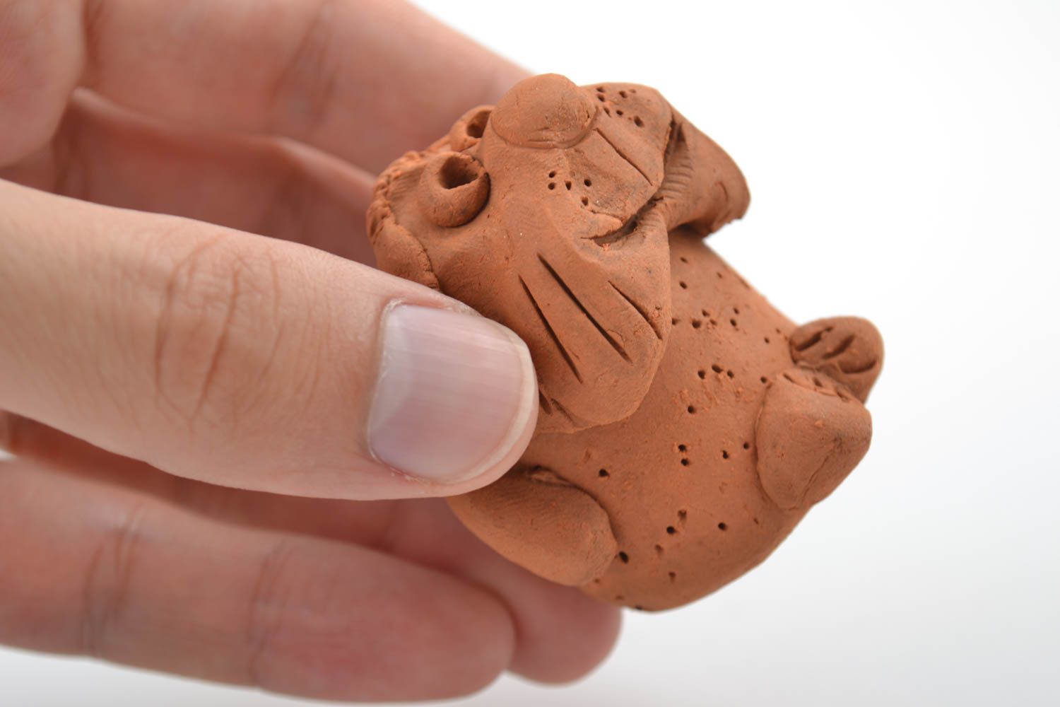 Handmade Dekofigur Hund Keramik Deko Figur aus Ton wunderschön braun foto 5