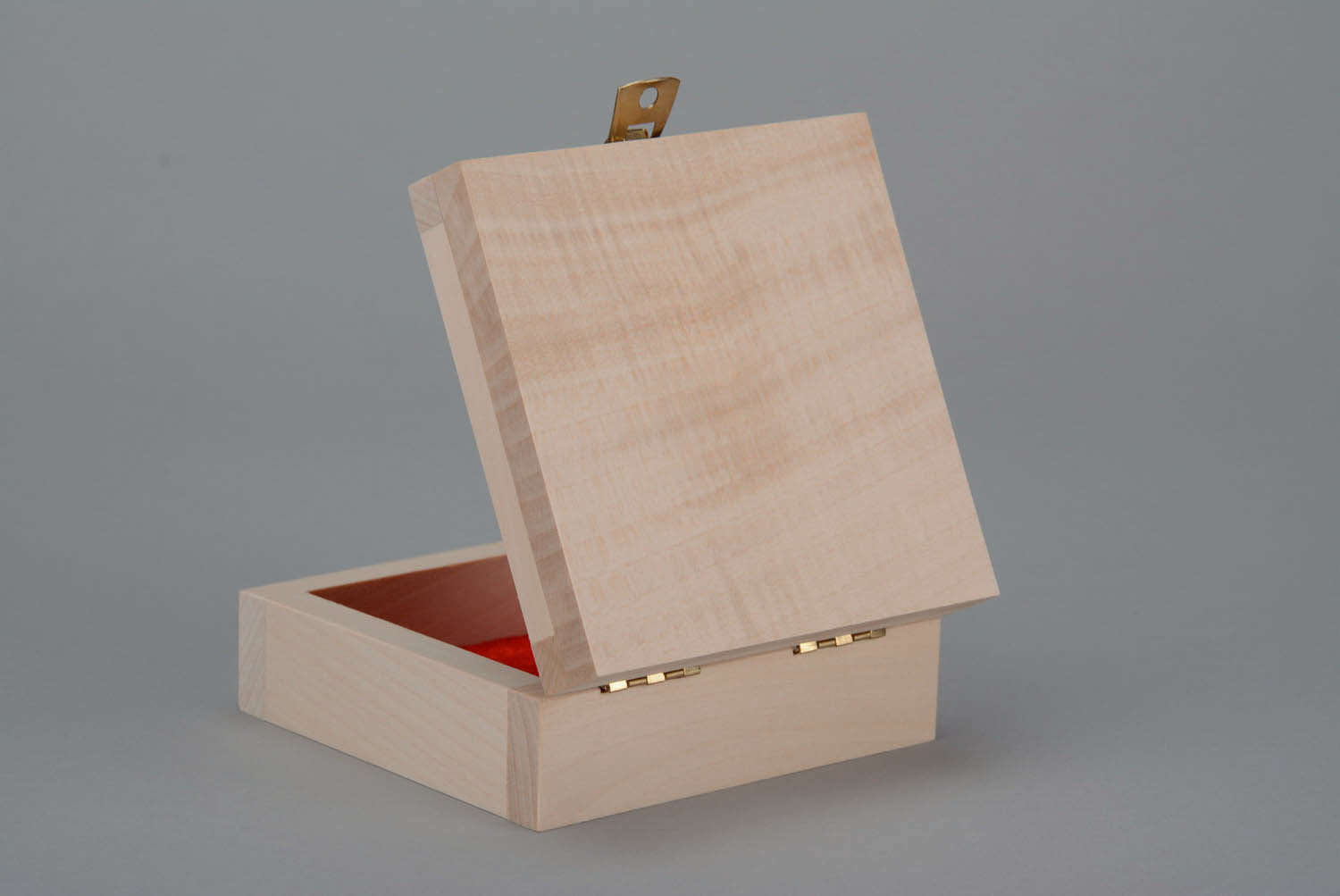 Boîte en bois brut à bijoux avec velours photo 3