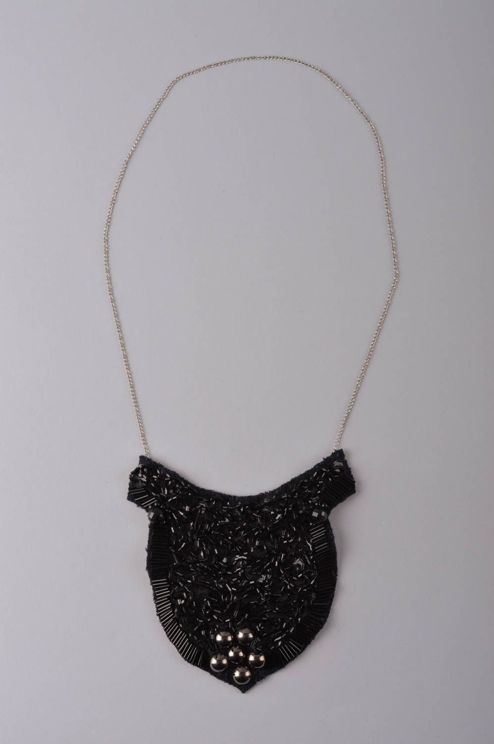 Handmade jewelry design necklace big black evening necklace women accessories   photo 2