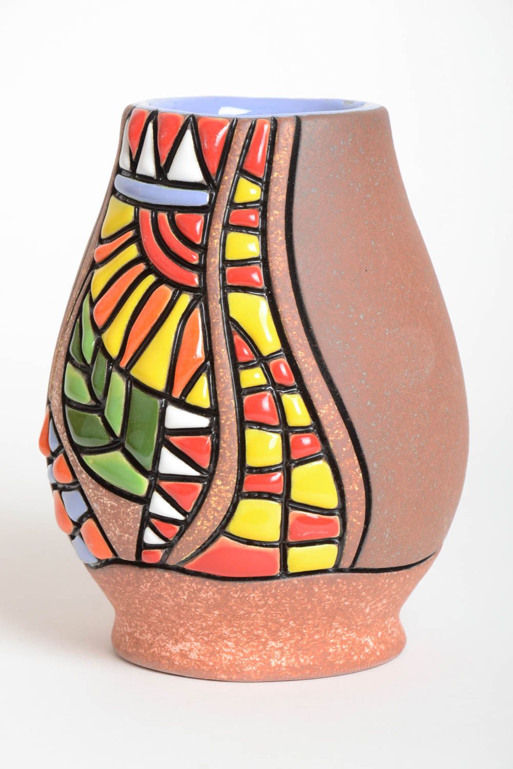 Vase décoratif fait main Vase céramique motif multicolore Déco maison 80 cl photo 2