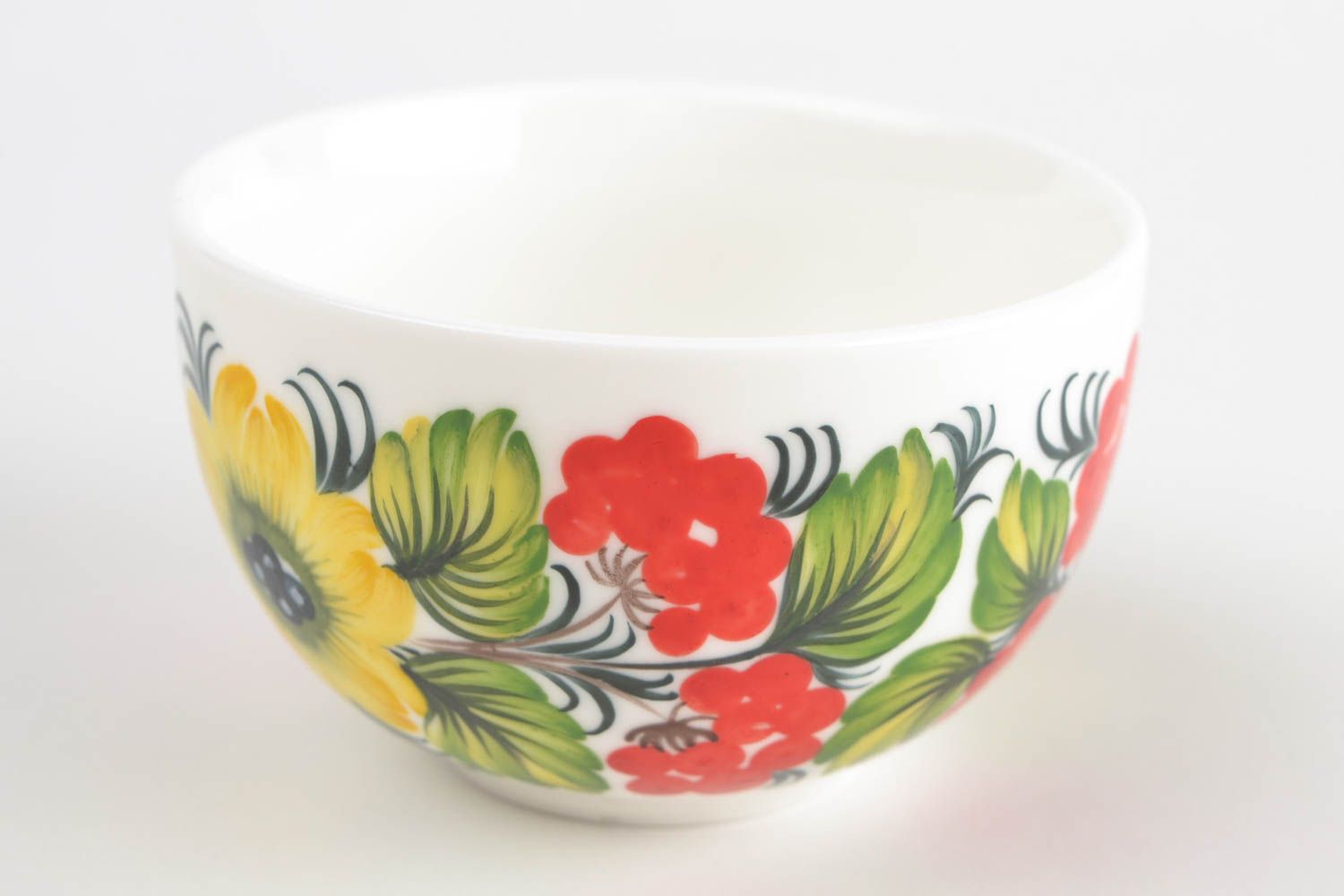 8,5 oz ceramic porcelain teacup with handle and floral design in Russian style 0,39 lb photo 5