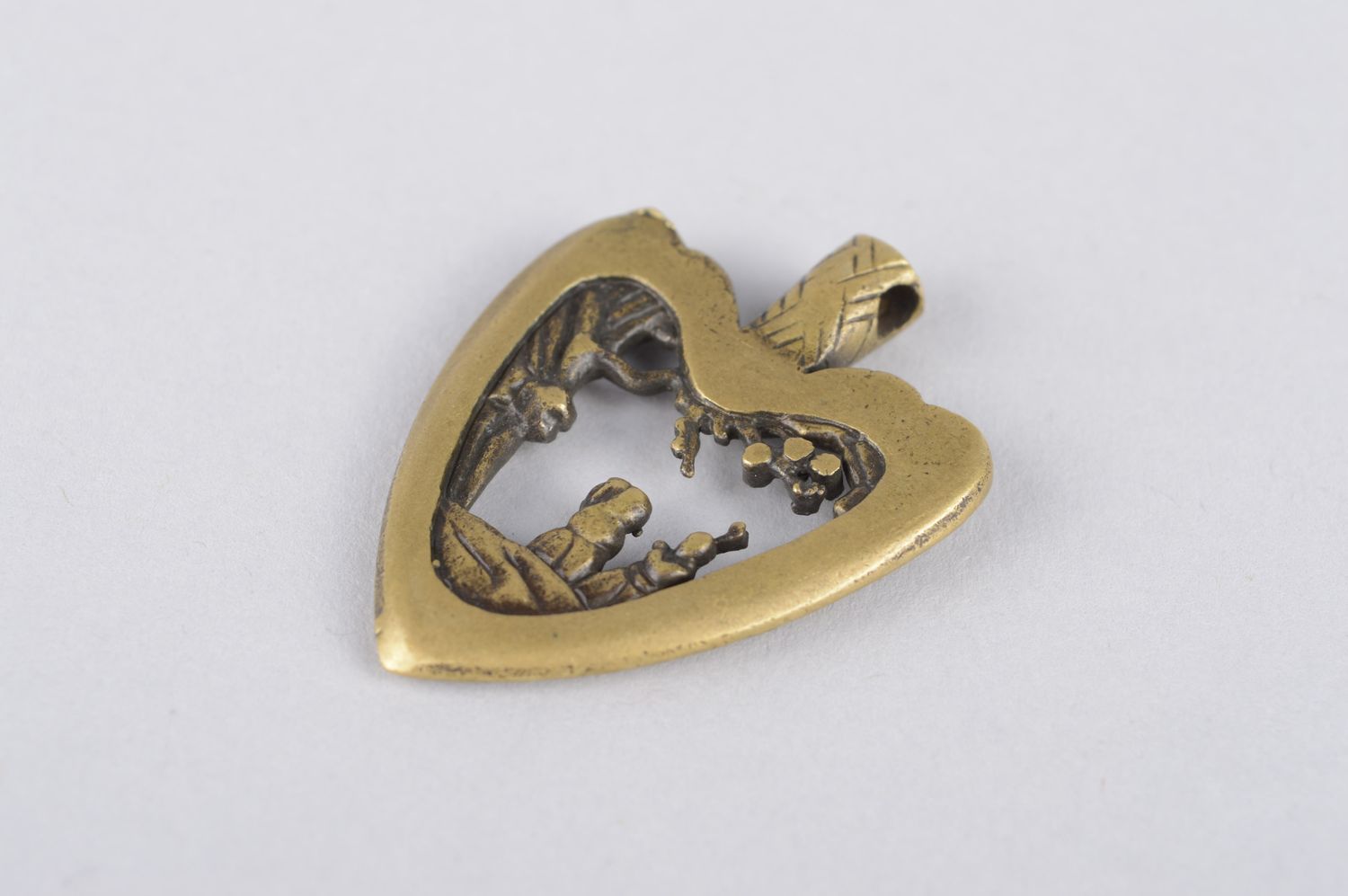 Handmade pendant bronze necklace metal pendant bronze jewelry heart pendant  photo 3