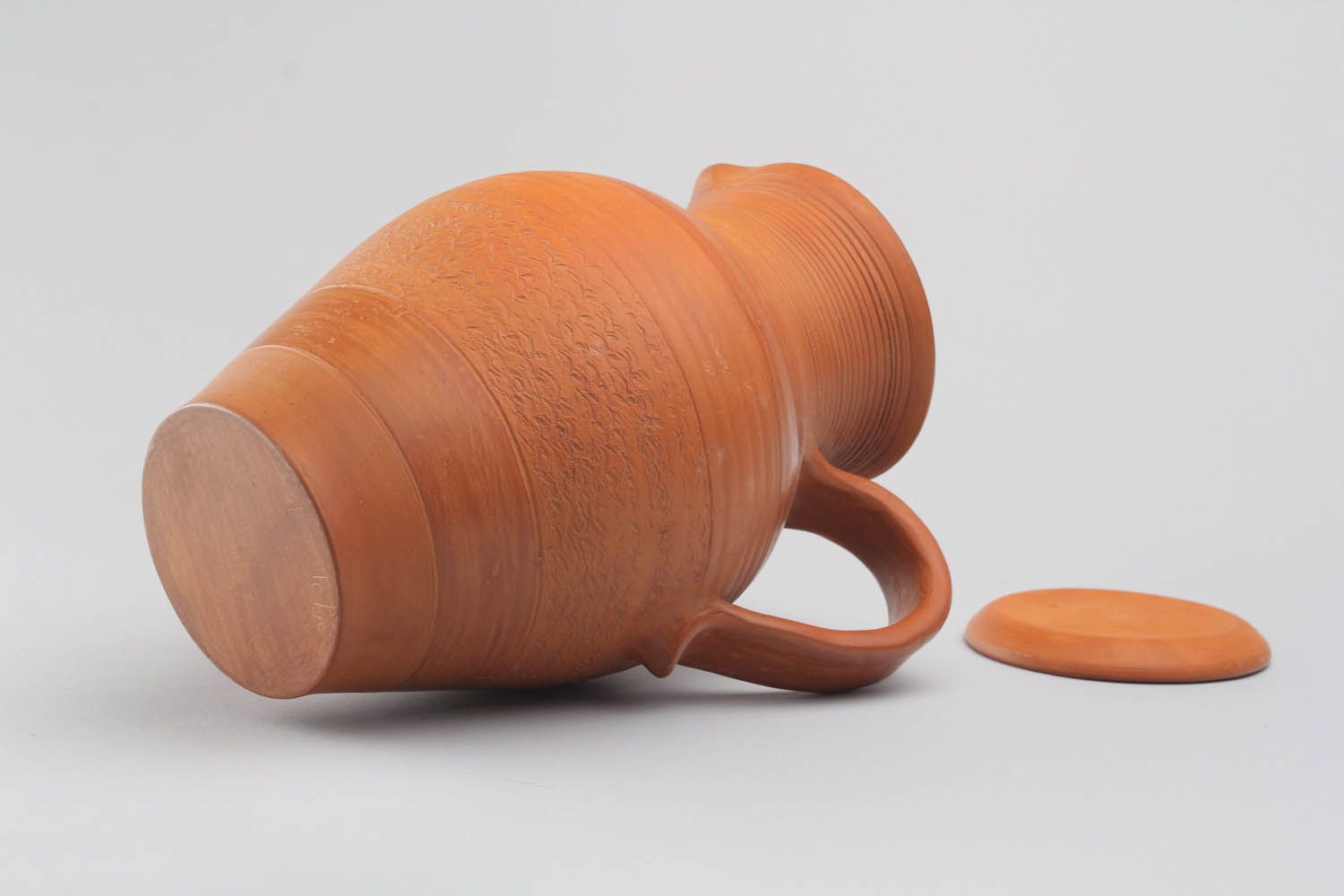 Jarro de argila feito à mão com tampa louça de cerâmica decorativa artesanal foto 3