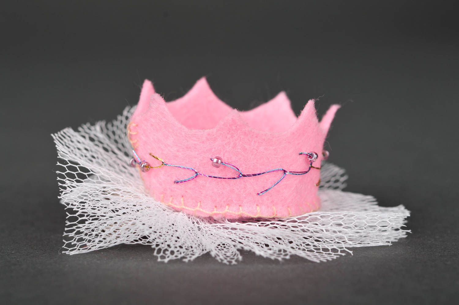 Handmade Haarschmuck für Kinder Haarspange Mädchen Mode Accessoire Krone rosa foto 2