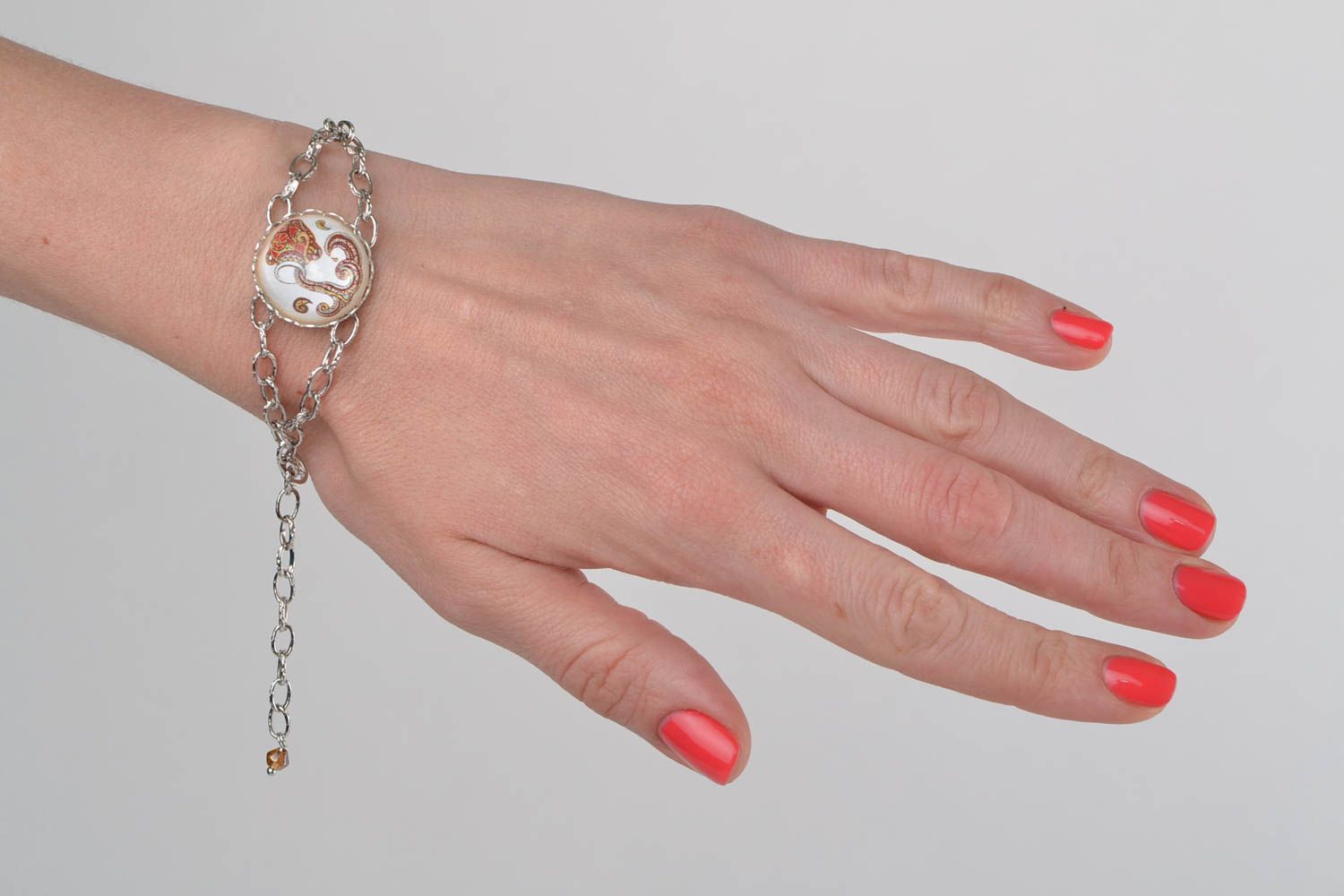 Bracelet fait main de verre avec chaîne accessoire fin pour femme Verseau photo 1