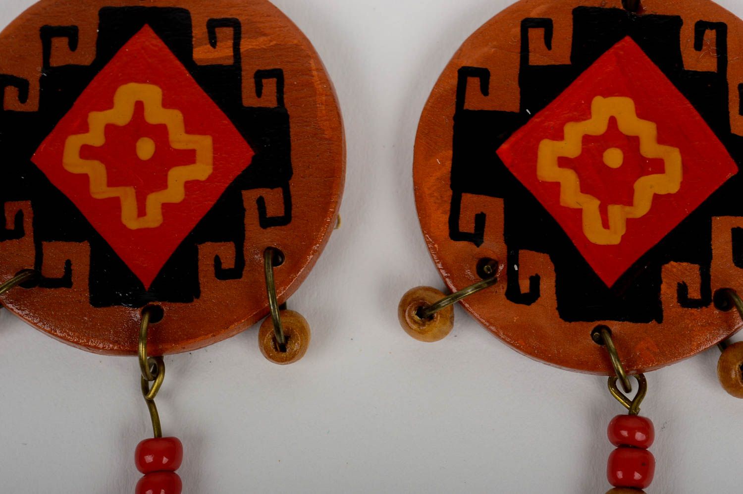 Handmade accessories unusual earrings ceramic round-shaped earrings women gift photo 5