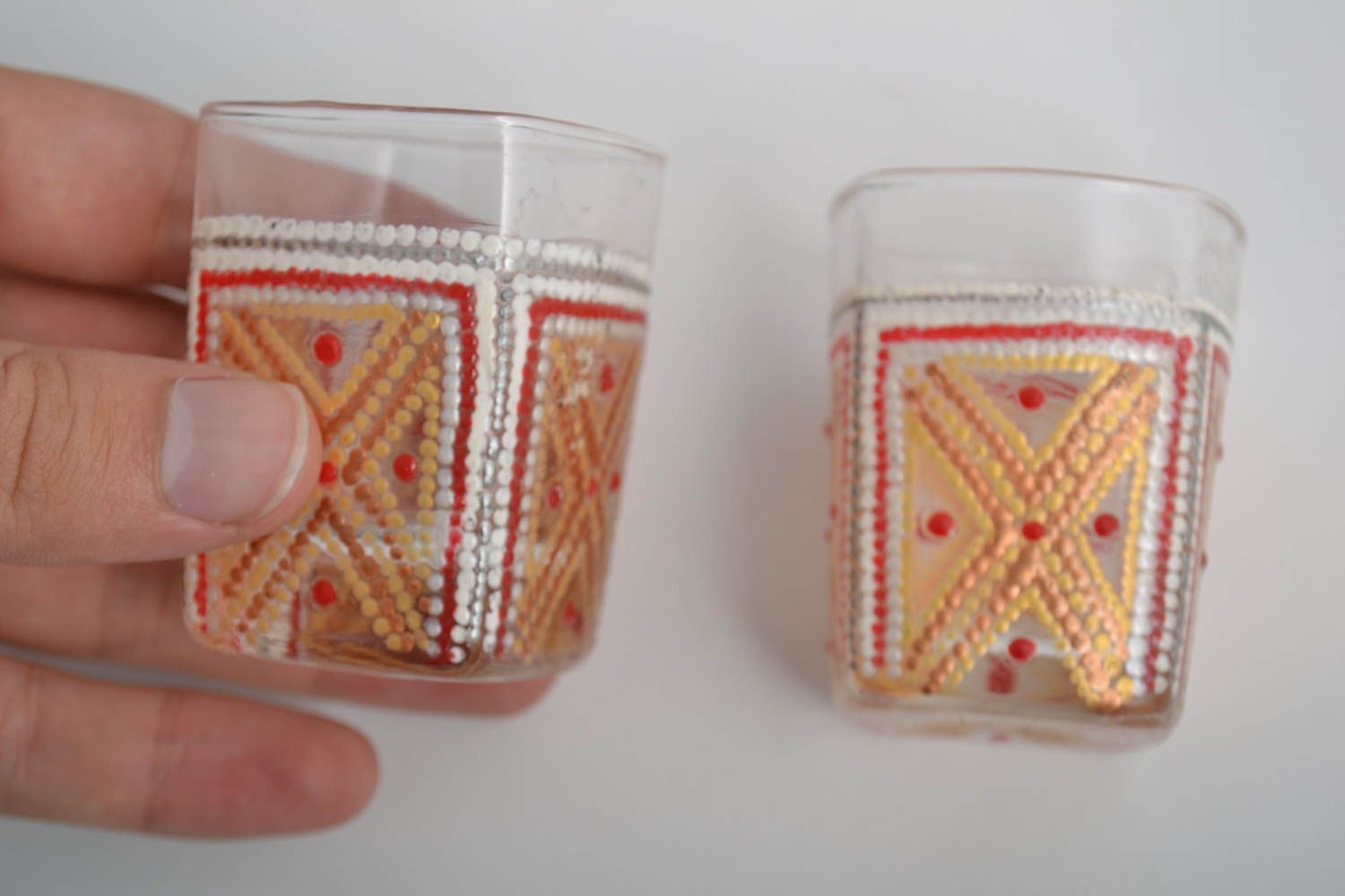 Handmade shot glass glass for water set of 2 items beautiful dishes bar utensils photo 5
