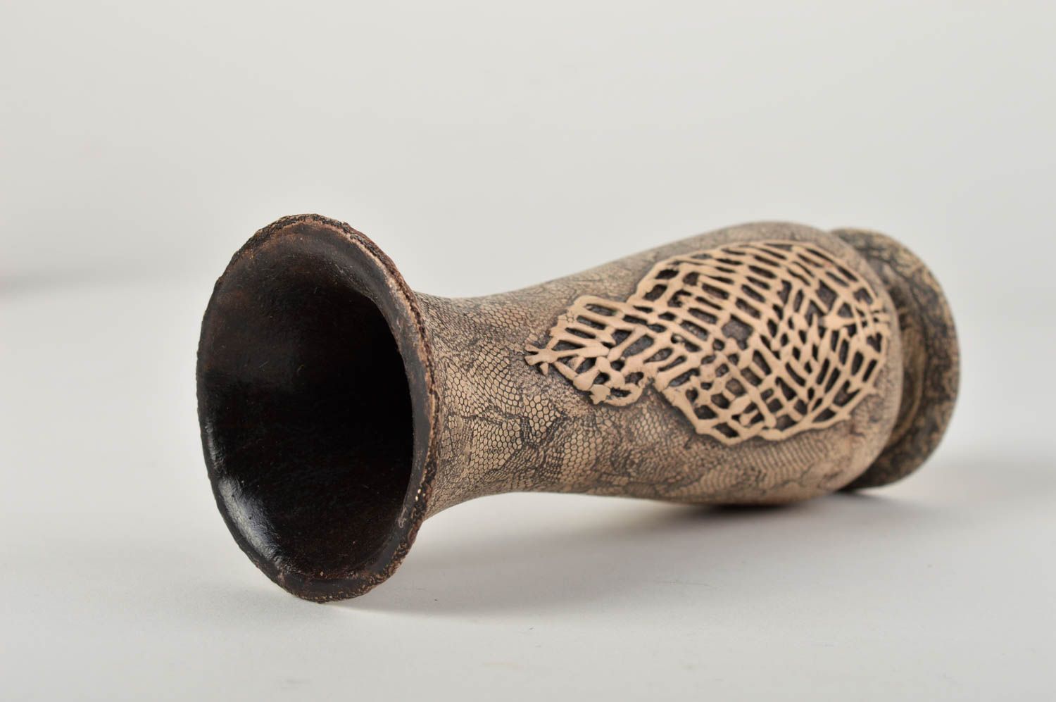 Handmade 6 inches ceramic decorative tube shape vase 0,45 lb photo 2