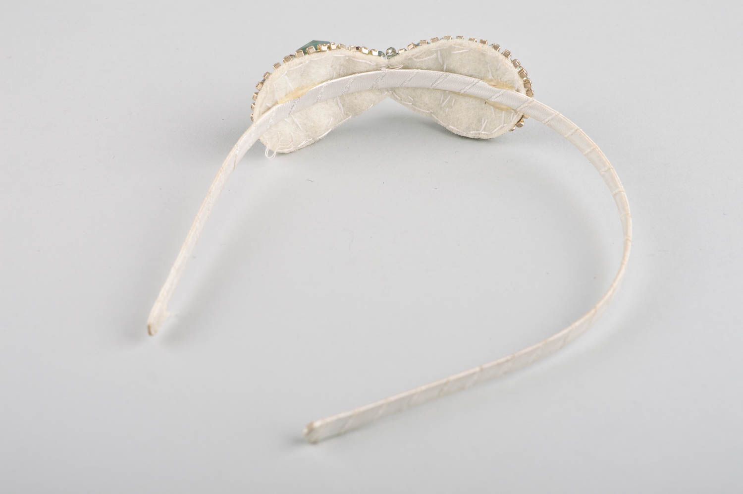 Unusual handmade accessory designer headband with bow stylish women present photo 5