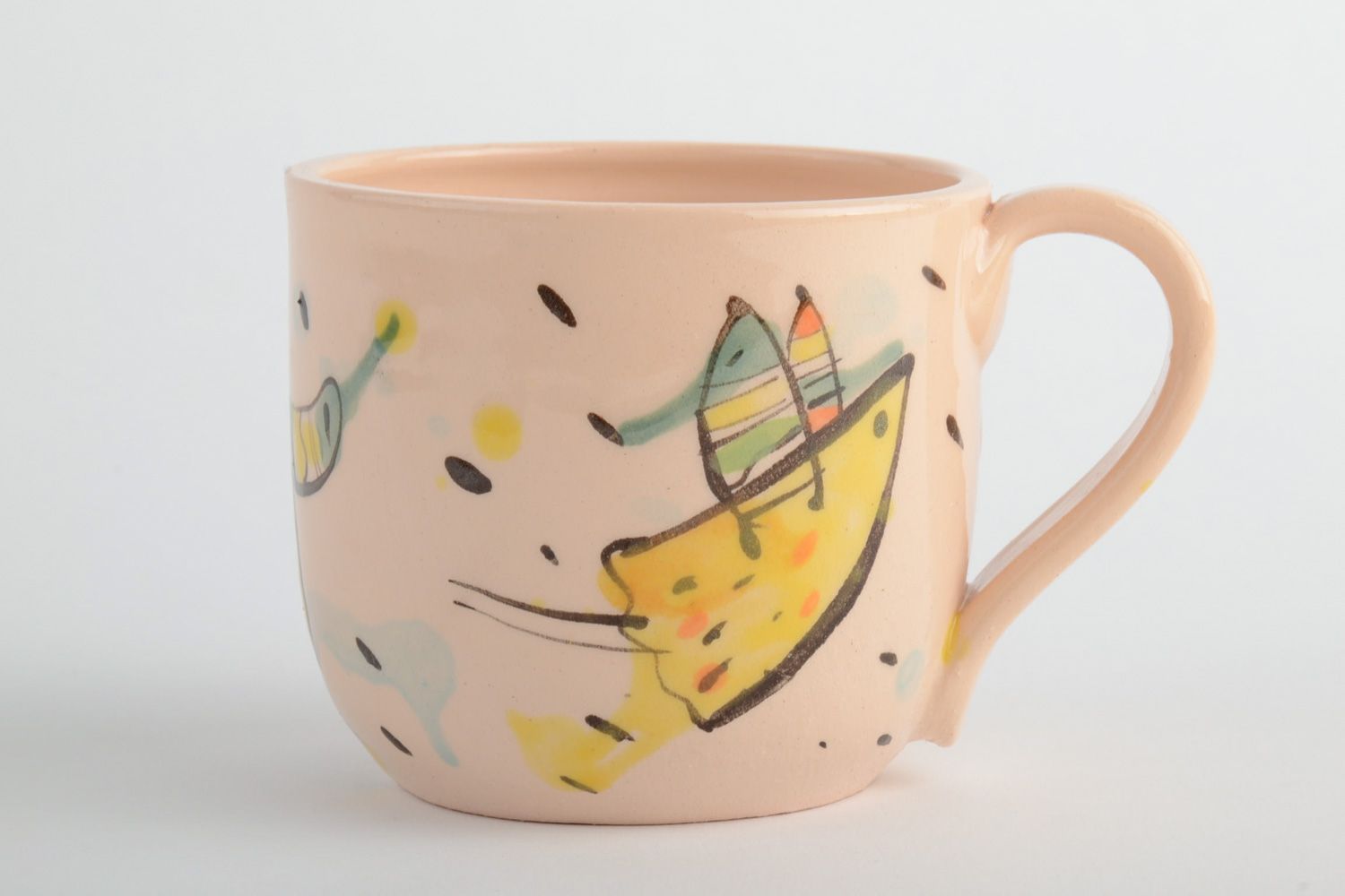 Ceramic cup for kids and funny bird pattern 0,37 lb photo 2