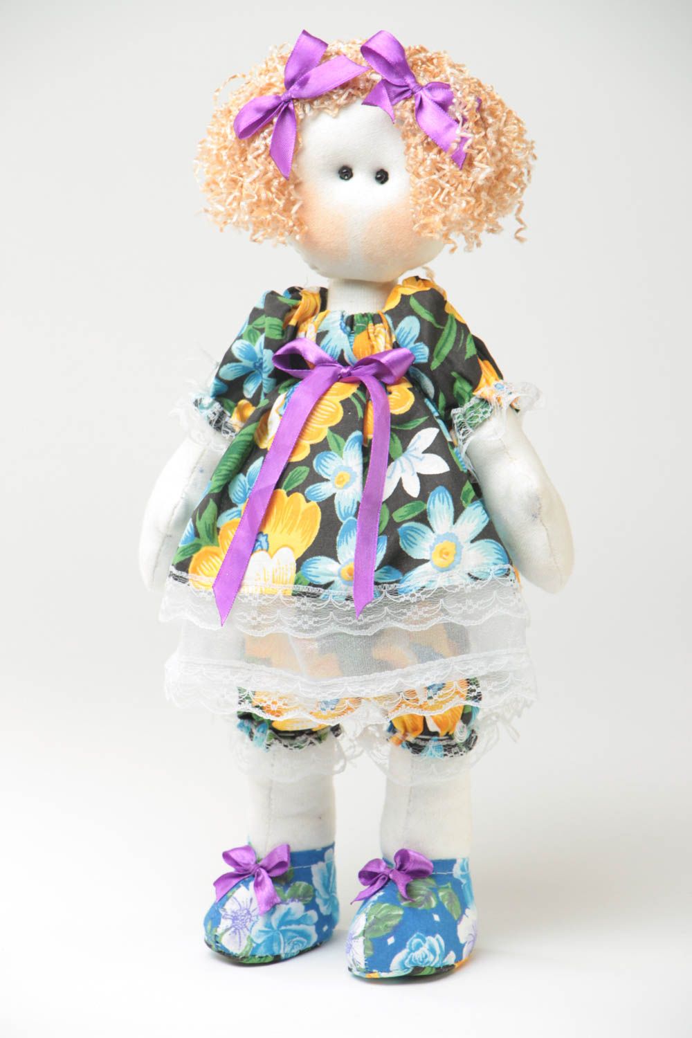 Игрушка кукла из ткани девочка в платьице милая большая красивая ручной работы фото 2