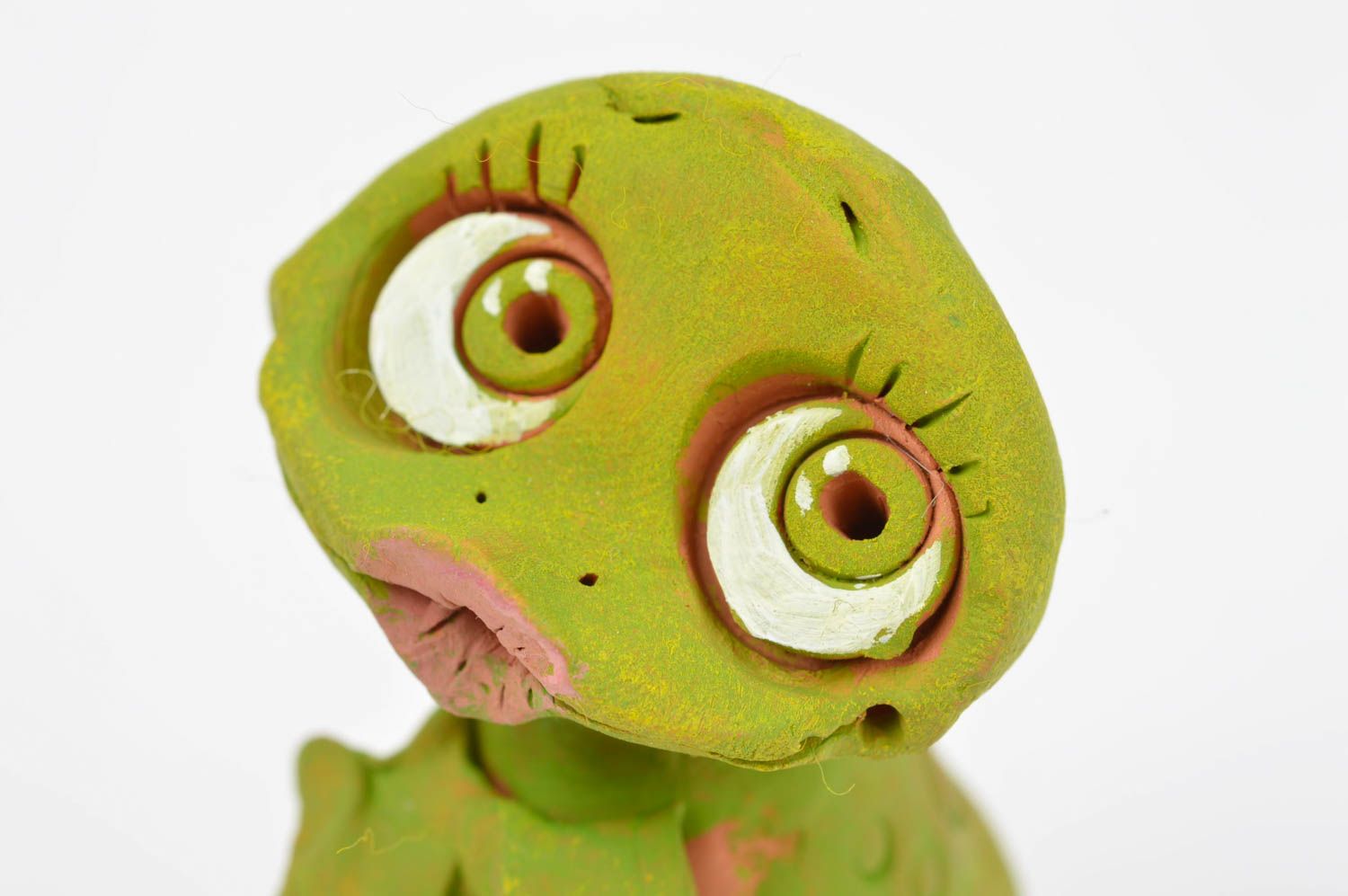 Handmade frog statuette unusual cute figurine stylish art pottery home decor photo 5