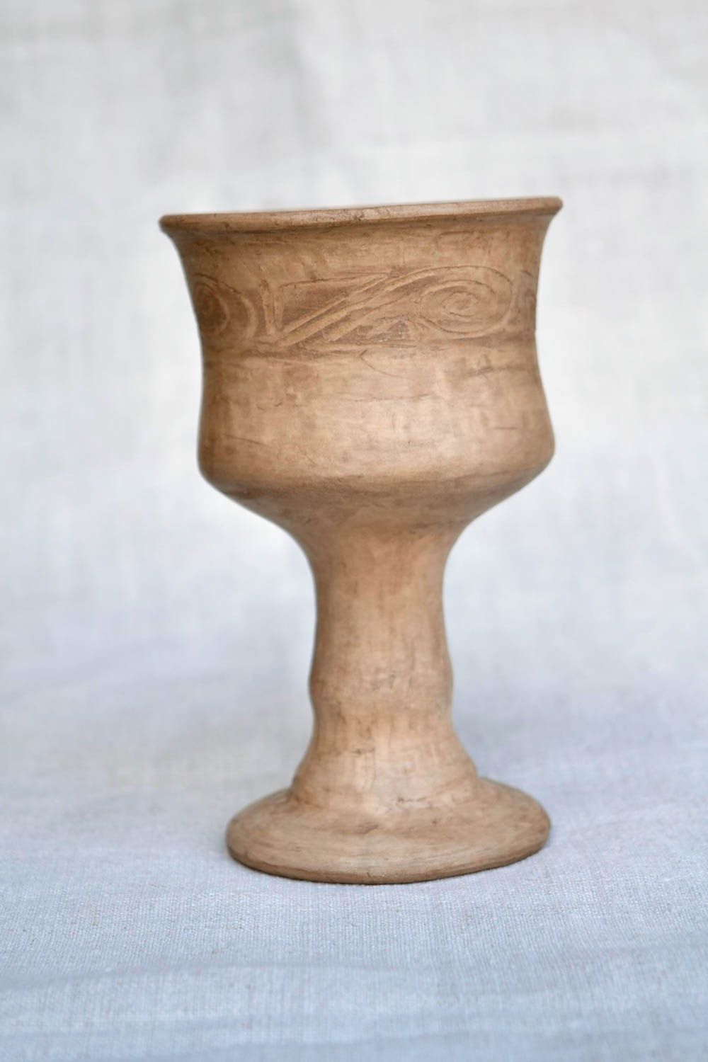 Becher aus Ton handgefertigt Keramik Geschirr Küchen Deko in Hellbraun foto 4