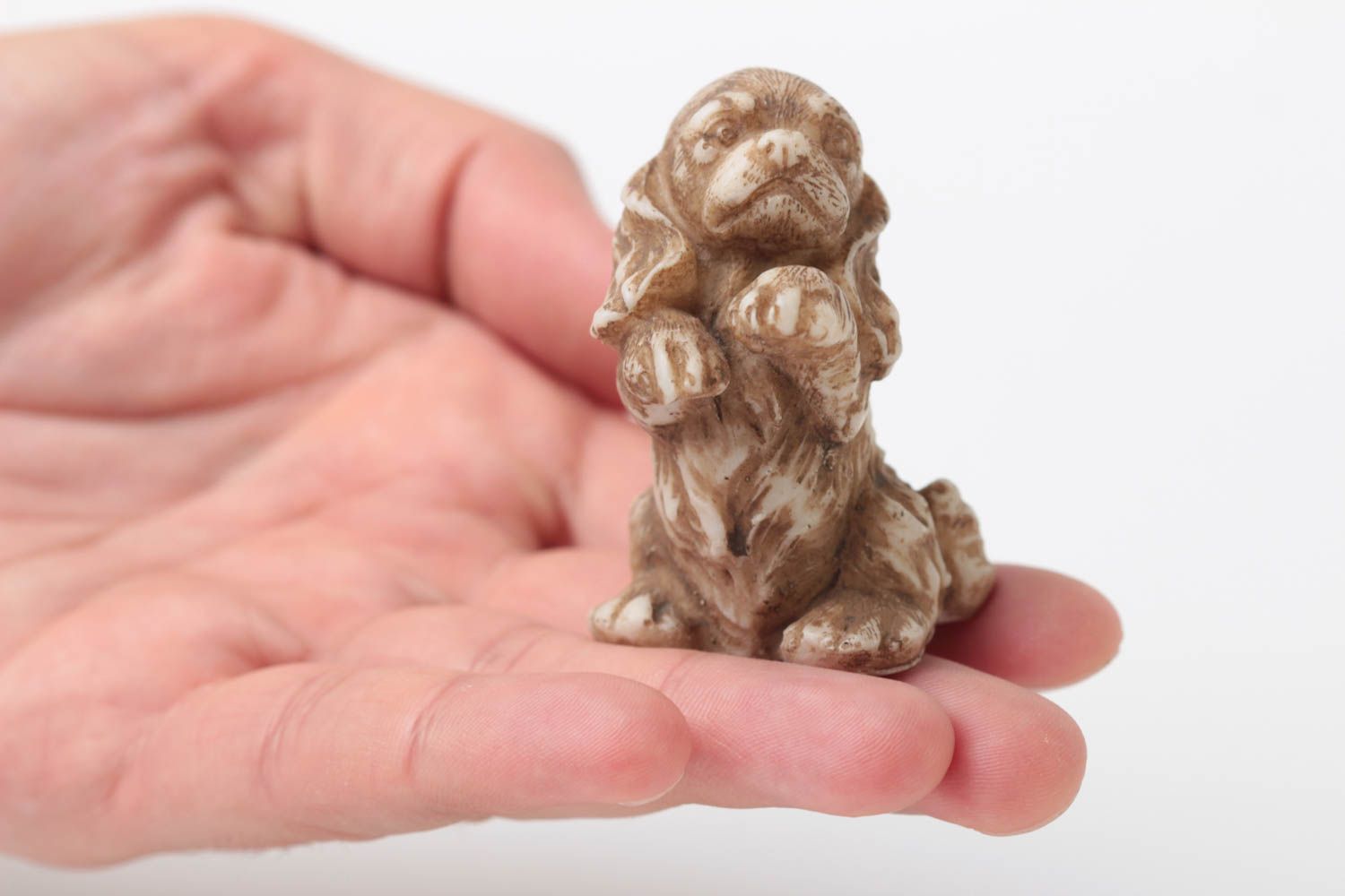 Figurine décorative fait main Petite statue Déco maison miniature Chiot photo 5