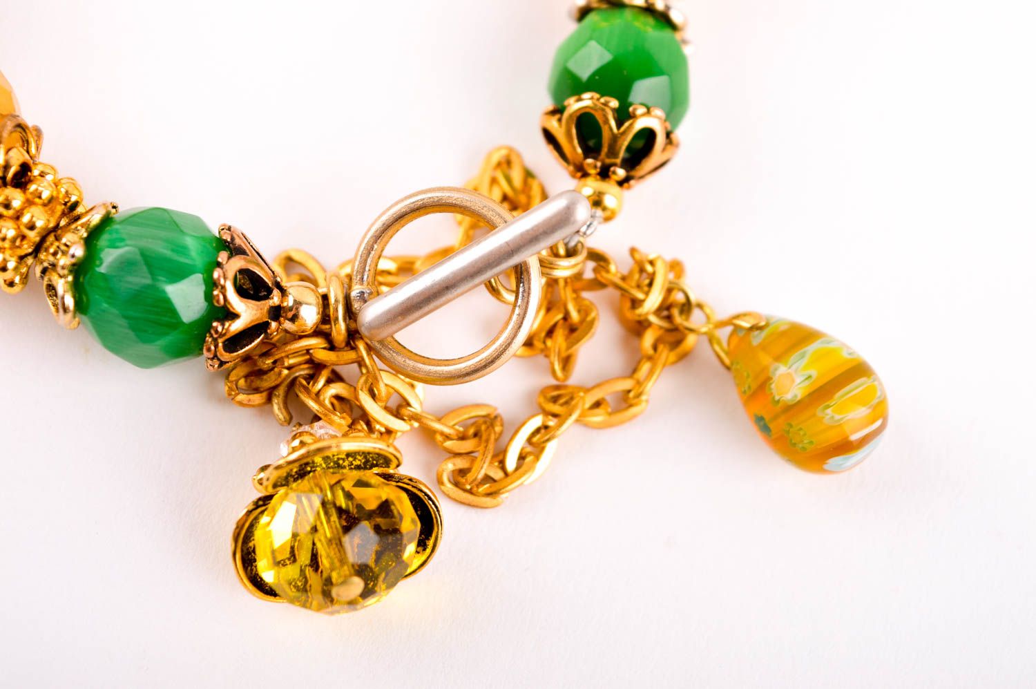 Handmade metal bracelet brass jewelry brass accessory for women beaded bracelet photo 3