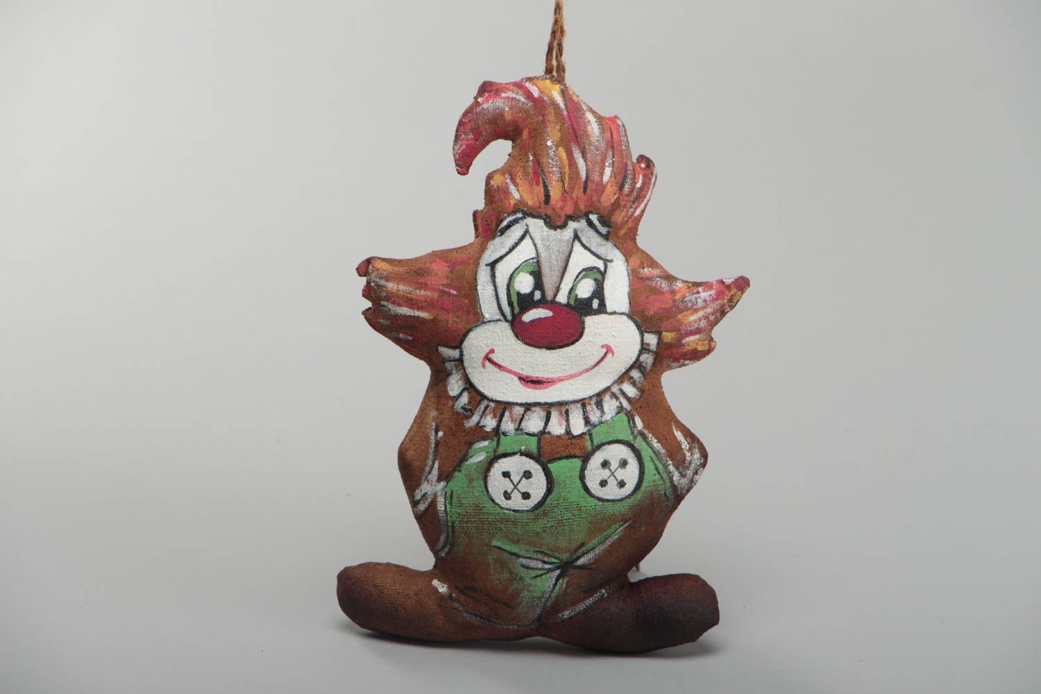Handmade decorative interior pendant with smell made of linen funny clown photo 2