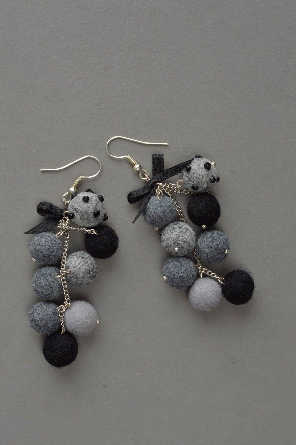 Dangling earrings handmade jewelry felted balls cool earrings gifts for girl photo 3