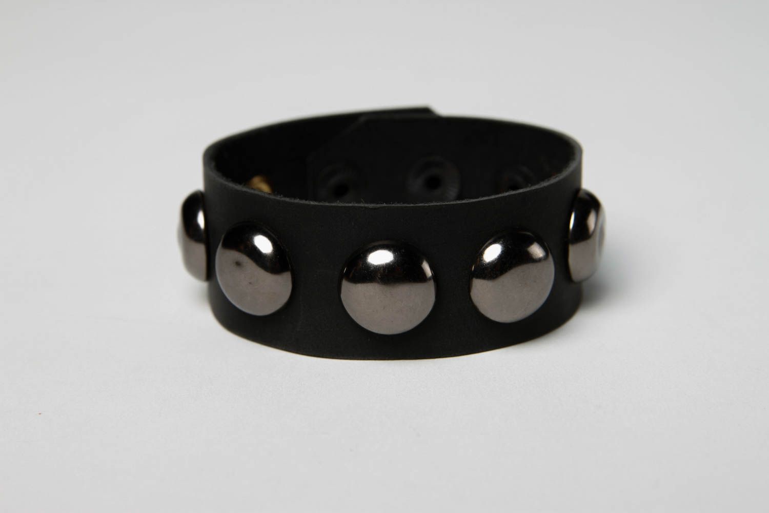 Bracelet cuir Bijou fait main Accessoire tendance noir large cadeau original photo 3